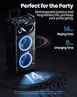 Moukey MK3024 Karaoke Rendszer 2x26cm Mélynyomóval, Bluetooth Hangszóró Fényeffektekkel, 2 Mikrofonnal, Újratölthető Akkumulátorral, TWS/USB 5