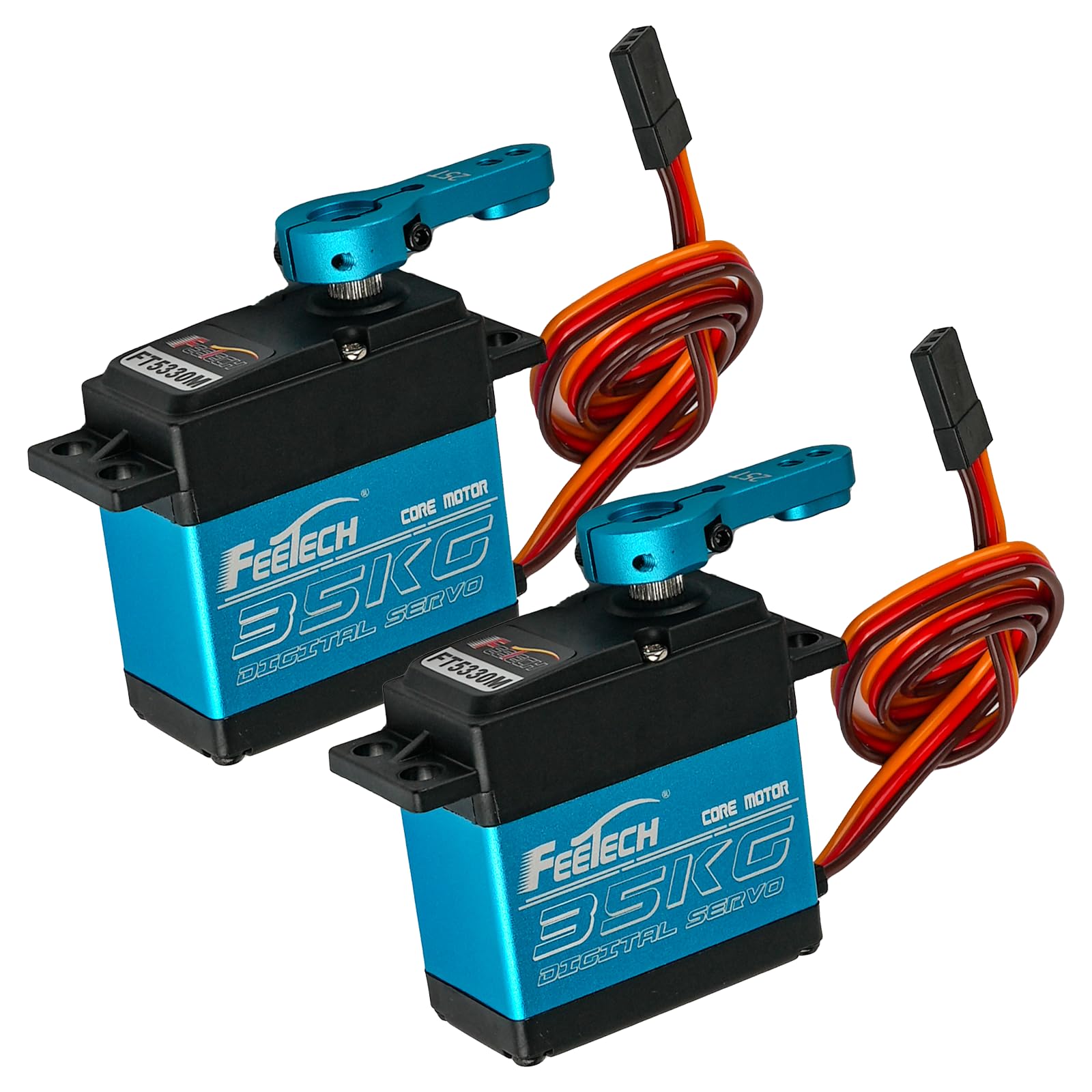 FT5330M Digital Servo 35KG Wasserdicht Metallgetriebe 180 Grad | 2 Stück Inklusive 25T Servoarm und Hupe. Ideal für 1/8 1/10 RC Baja, Buggy & Crawler