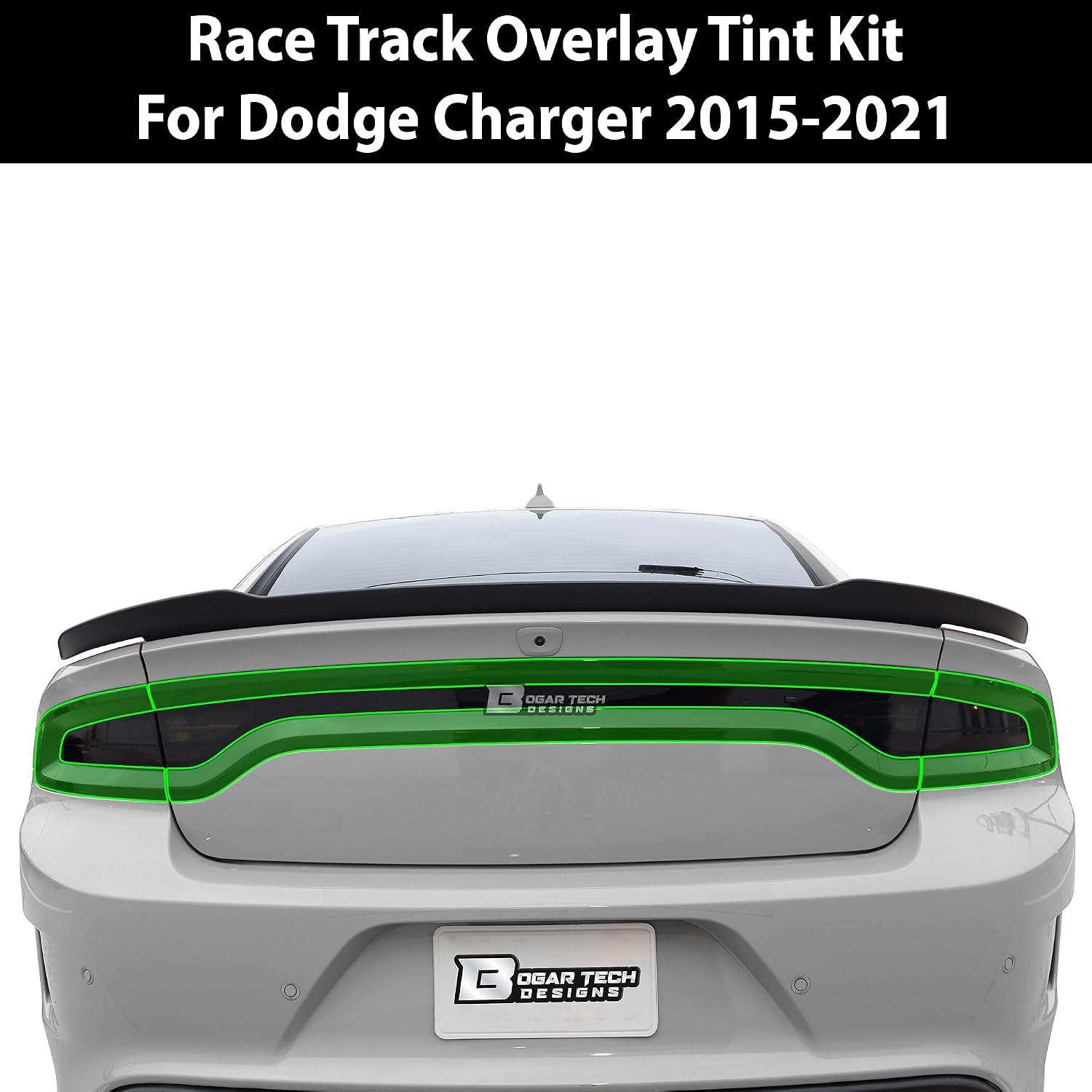 BOGAR TECH DESIGNS Rear Taillight Racetrack Precut Overlay Tint Kit Compatible with Dodge Charger 2015-2022, Dark