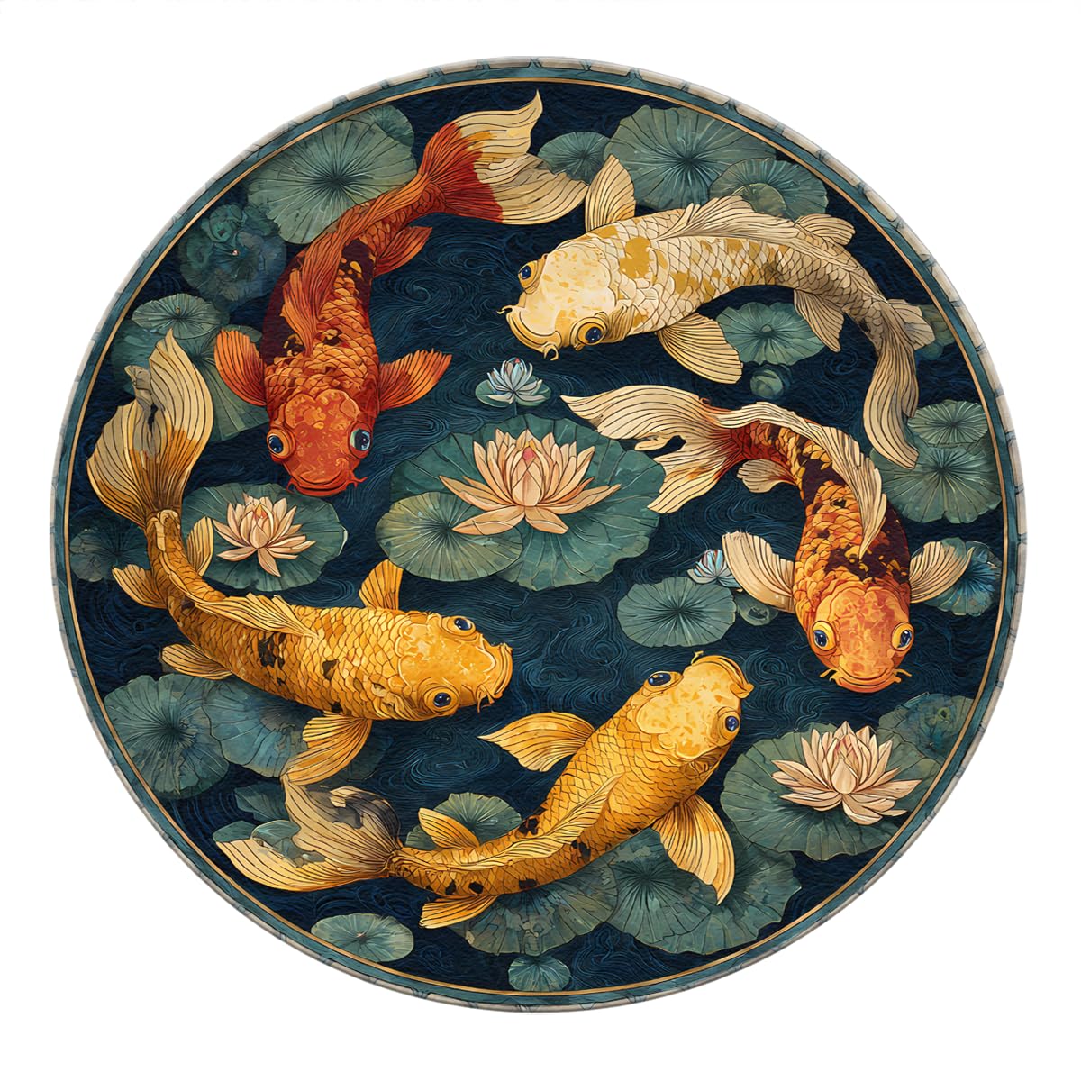 Tapis de poissons Koi et lotus crée un salon zen et élégant dans votre appartement