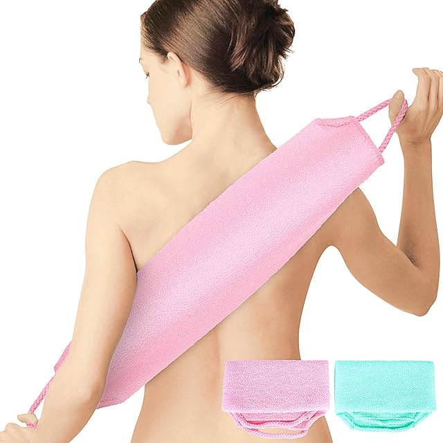 WOVTE 2 Packs Exfoliating Washcloth Towel, Beauty Skin Back Exfoliating Scrubber for Shower Invigorating Blood Circulation Shower Body Exfoliation Deep Cleans Skin Massages Men Women