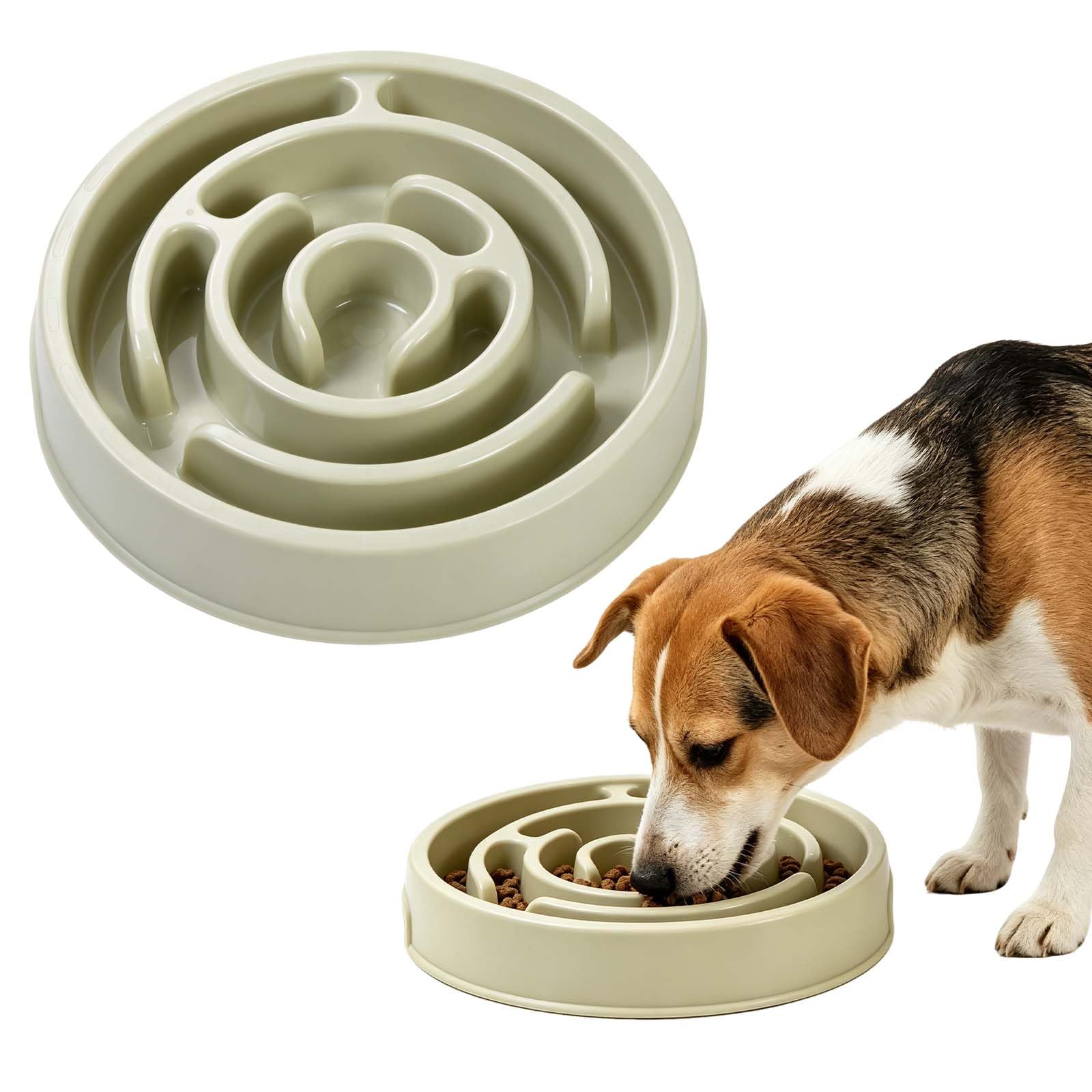 Raised Slow Feeder Dog Bowl, Anti-Choking Plastic Dog Food and Water Bowls for Neck Protection, Non Spill Pet Bowl for Healthy Digestion, Light Green (Green)