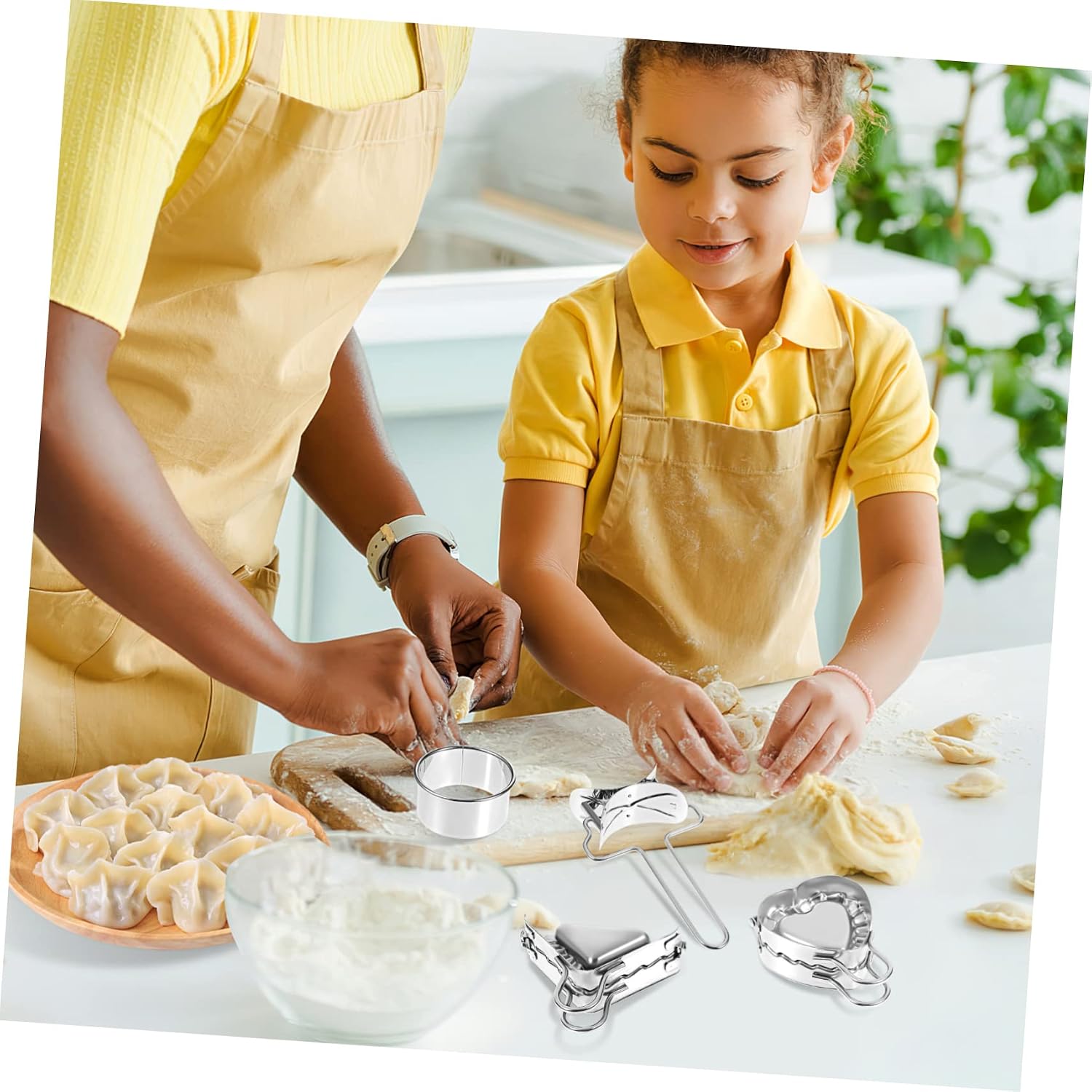 2sets Dumpling Maker Mold Kit Chinese Dumpling Press with Dough Cutter Ravioli Maker for Home Use Includes Stuffing Spoon and Rolling Tool for Pierogi