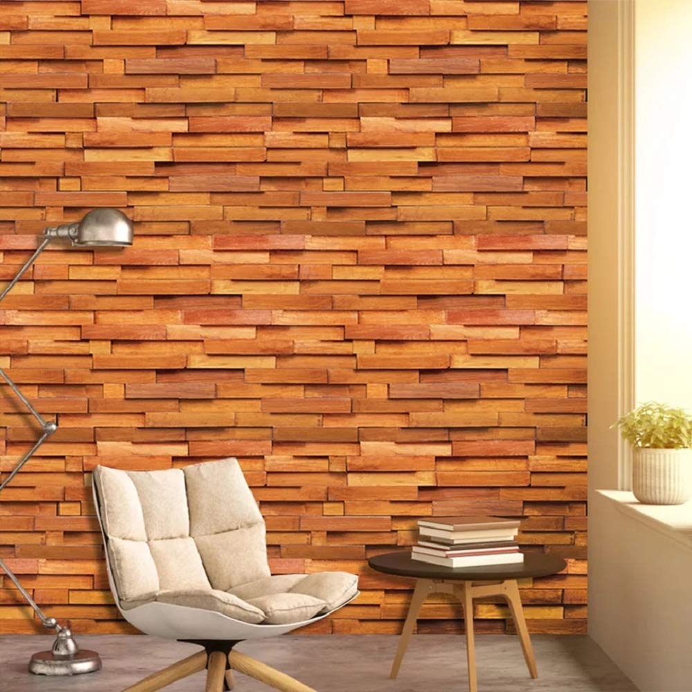 Wallgenics 3D Wooden Brick Textured Self Adhesive Wallpaper, Wall Poster, Wall Sticker for Living Room, Hall, Garden, Home Decoration Stickers (200 x 45 cm) (B084RN9L2K) Amazon Price History, Amazon Price Tracker