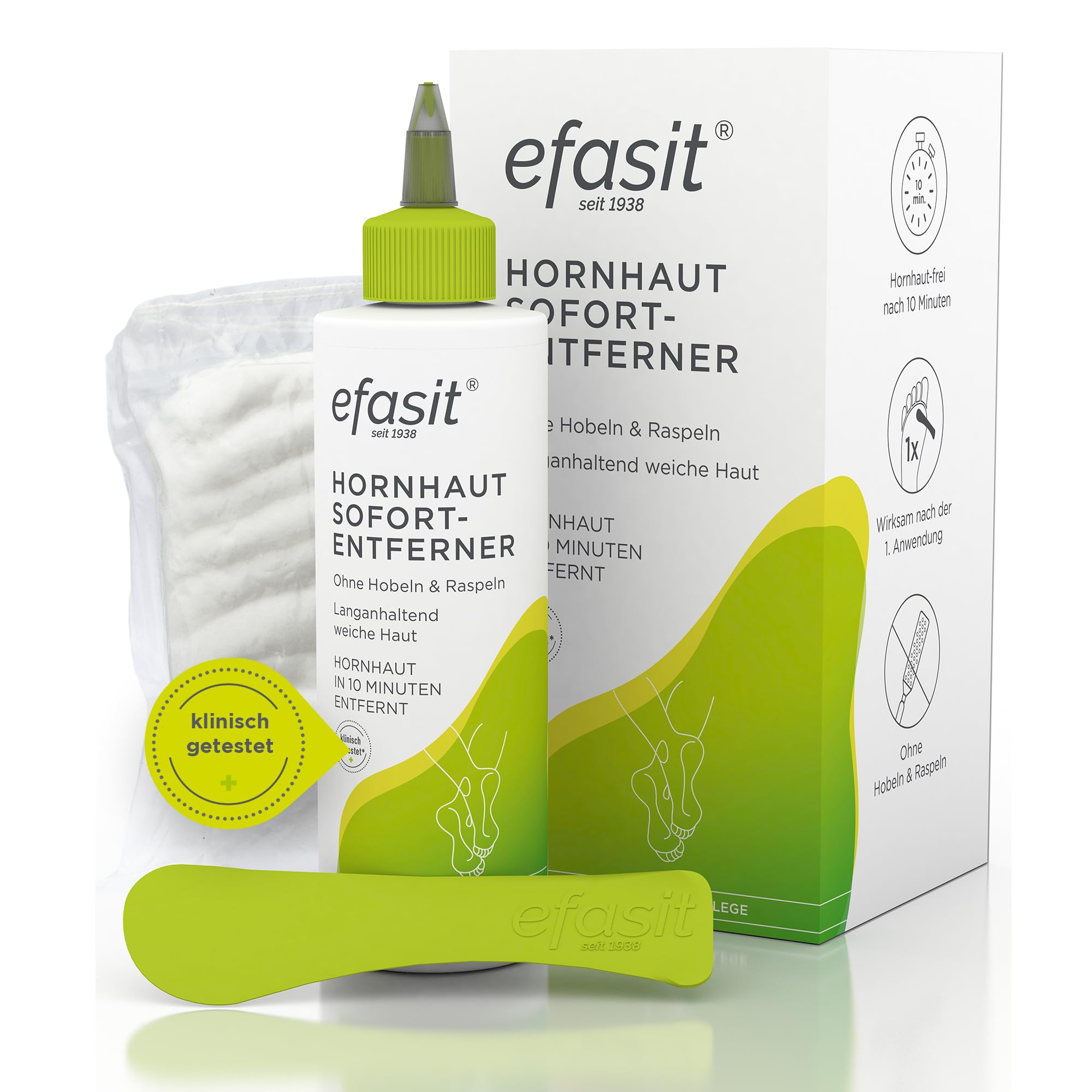 efasit Rimozione istantanea per calli – Elimina i calli in 10 minuti, senza piallare e grattugiare, effetto immediato dopo 1 applicazione, con ingredienti nutrienti, set completo, 200 ml