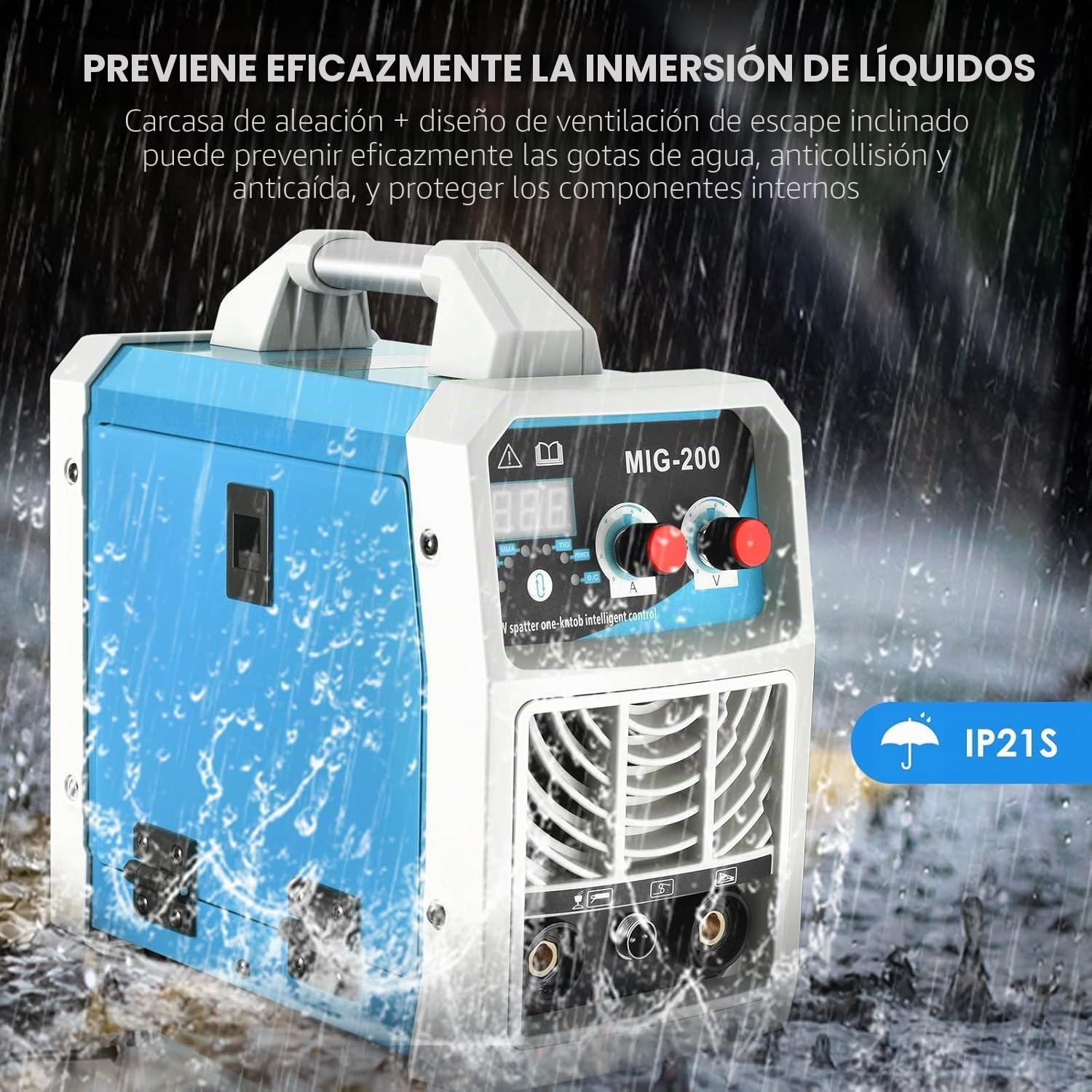 Soldador Inverter 200A 220V ARC/MIG/TIG 3 en 1 Máquina de Soldar IGBT Inverter Soldadora Soldadora Portátil Electrodo Grupo de Soldar, Pinza de Tierra, Máscara, Cepillo