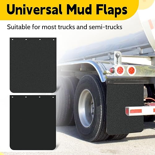Miniatura 5 de iiLentes 2 aletas de fango de polímero resistente de 24 x 30 pulgadas, color negro, protector universal contra salpicaduras para semirremolques,