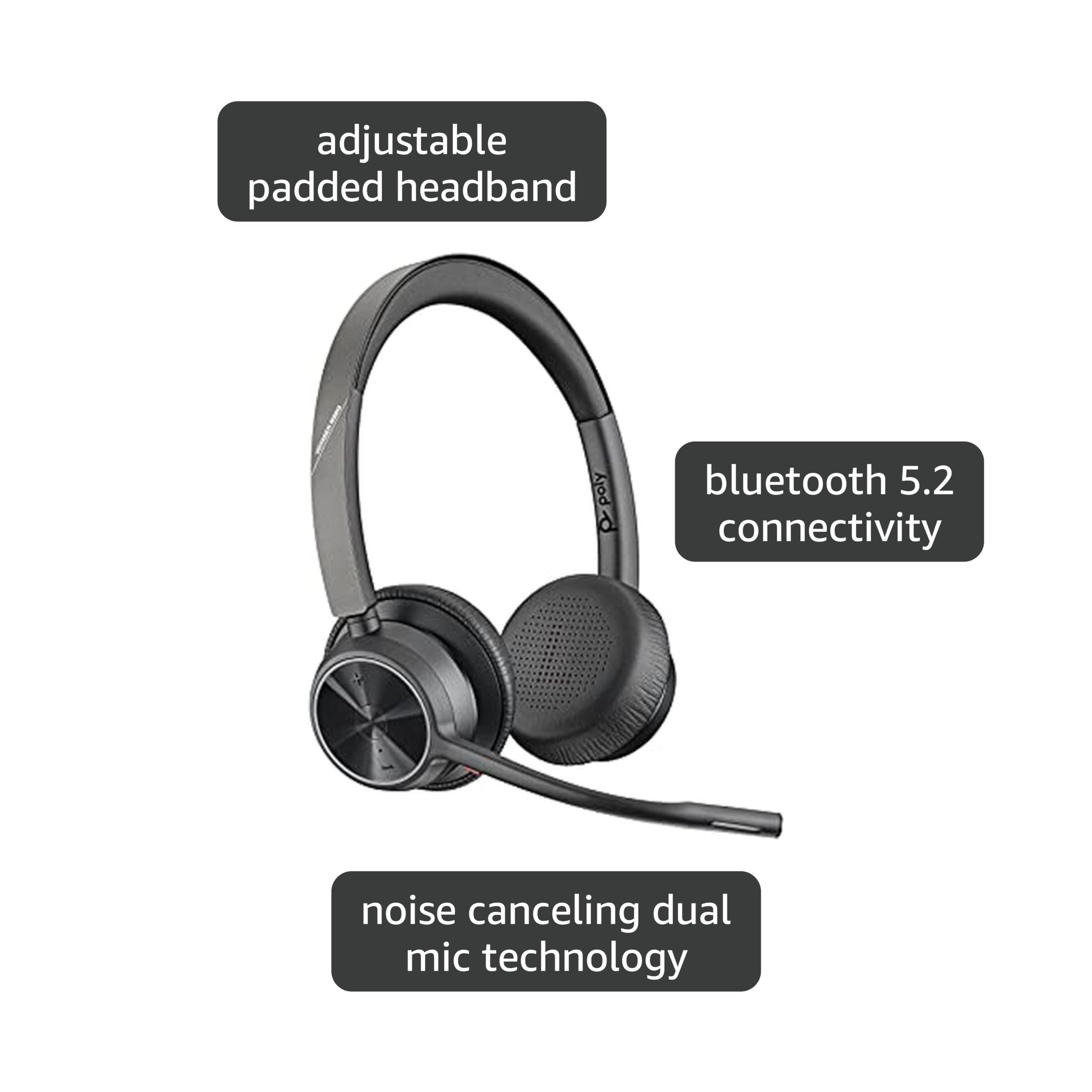 Amazon.com: Poly - Voyager 4320 UC Wireless Headset + Charge Stand