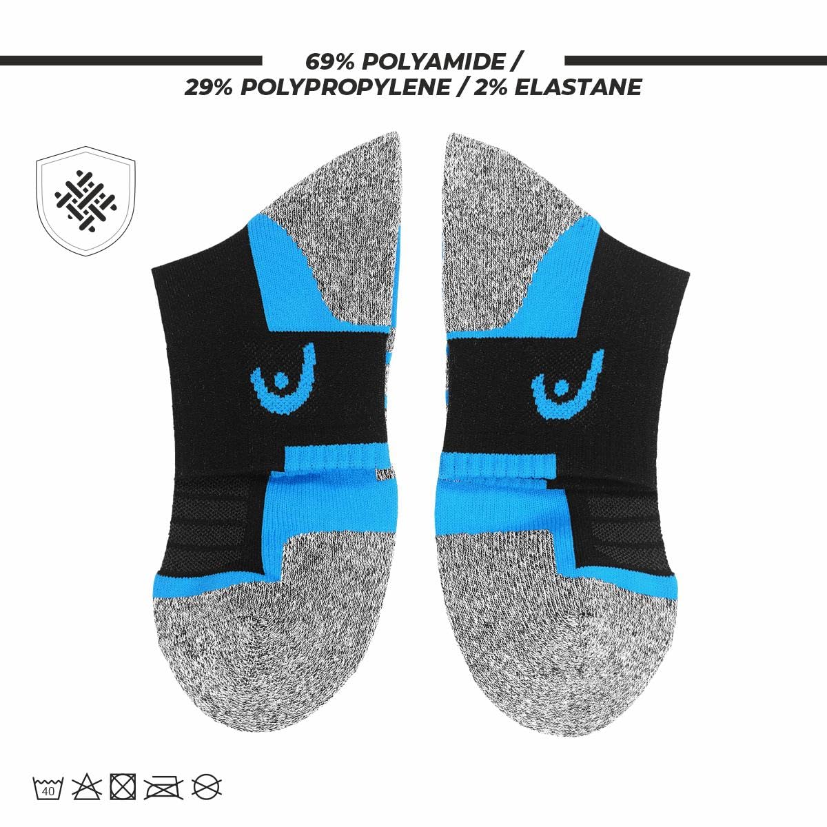 HEAD HSK-85 Ankle Socks (Grey Melange/Sky Blue/Black) - Image 3 thumbnail