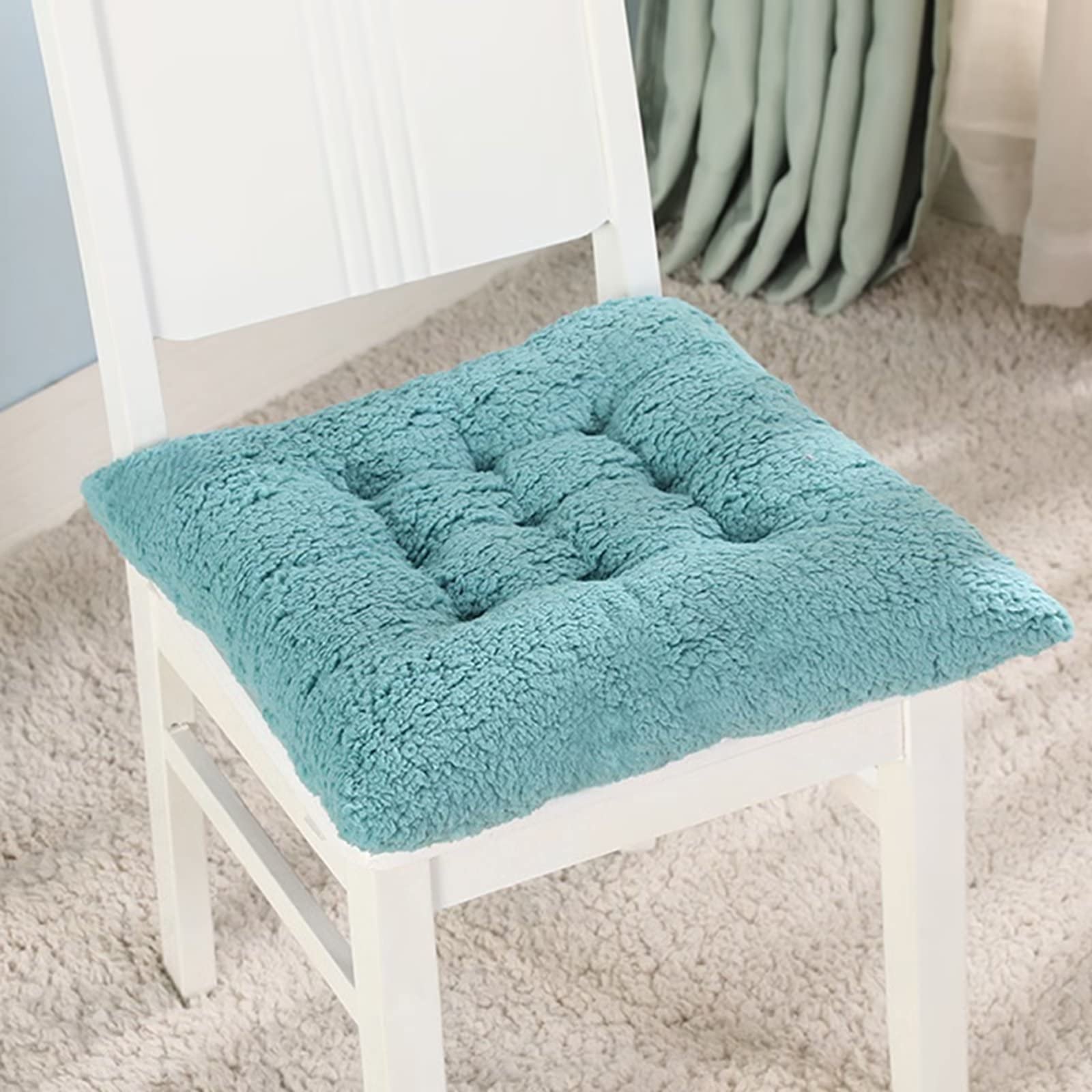 Yadlan Seat Cushions for Dining Room Chairs 6 Pack, Kitchen Chair Cushions Set of 6, Warm fllece Dining Chair Cushions 50x50, Square Chair Cushion for Dining Chairs Indoor Outdoor Cyan Blue B