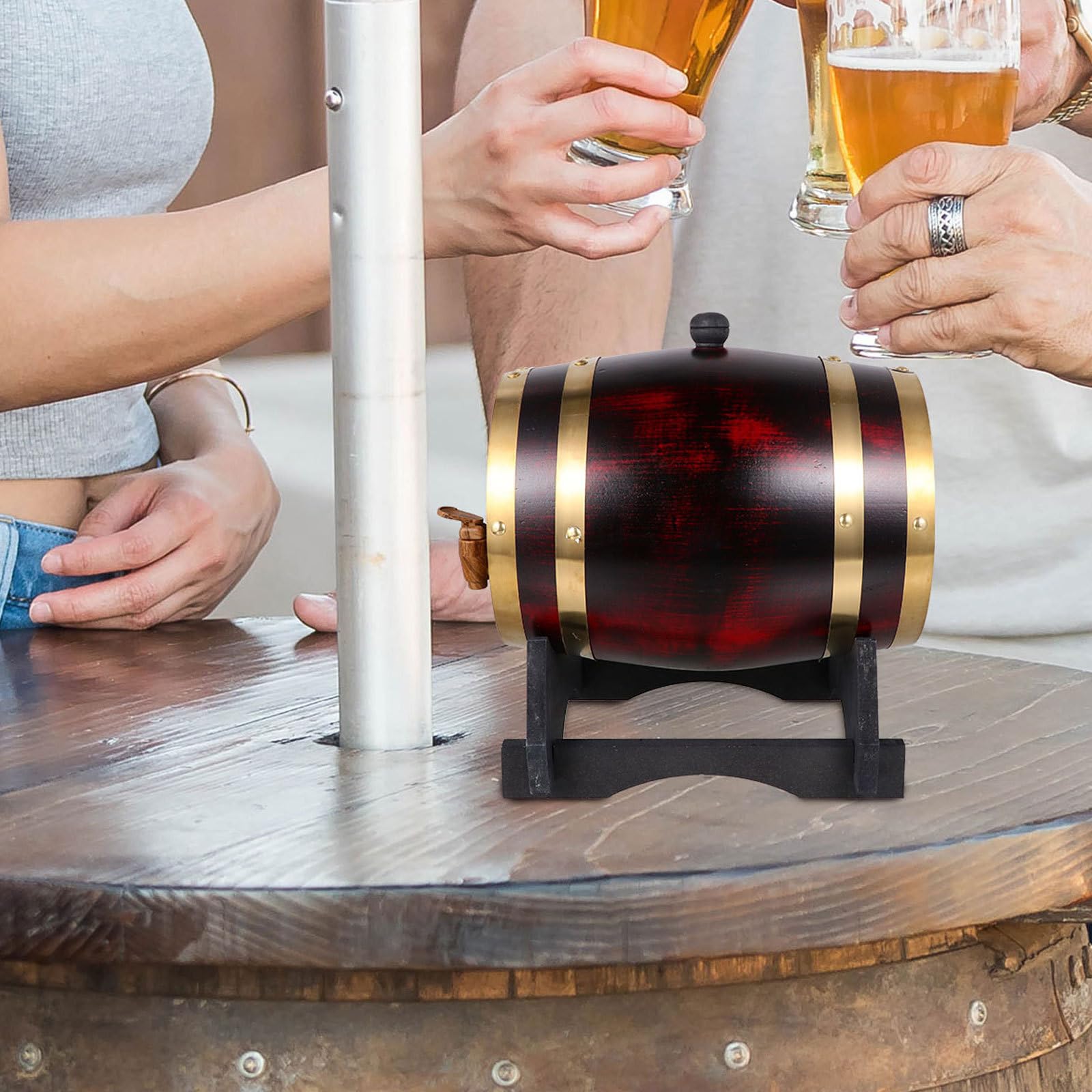 Barril de Vino de Madera de 5 Litros Grifo y Base Curva