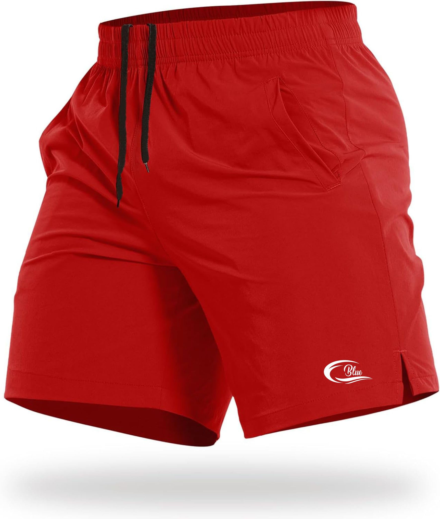 cblue Men’s Performance Shorts | Quick Dry Lightweight Sports & Gym Shorts with Secure Zipper Pockets (in, Alpha, 2XL, Regular, Red)-picture-29