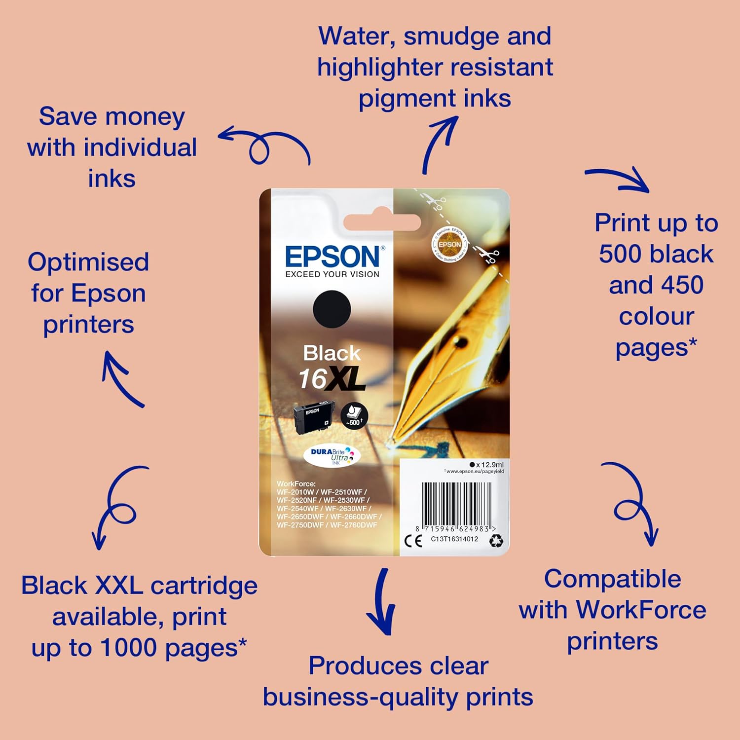 EPSON Pen/XWORD Ink HY BLK C13T16314010