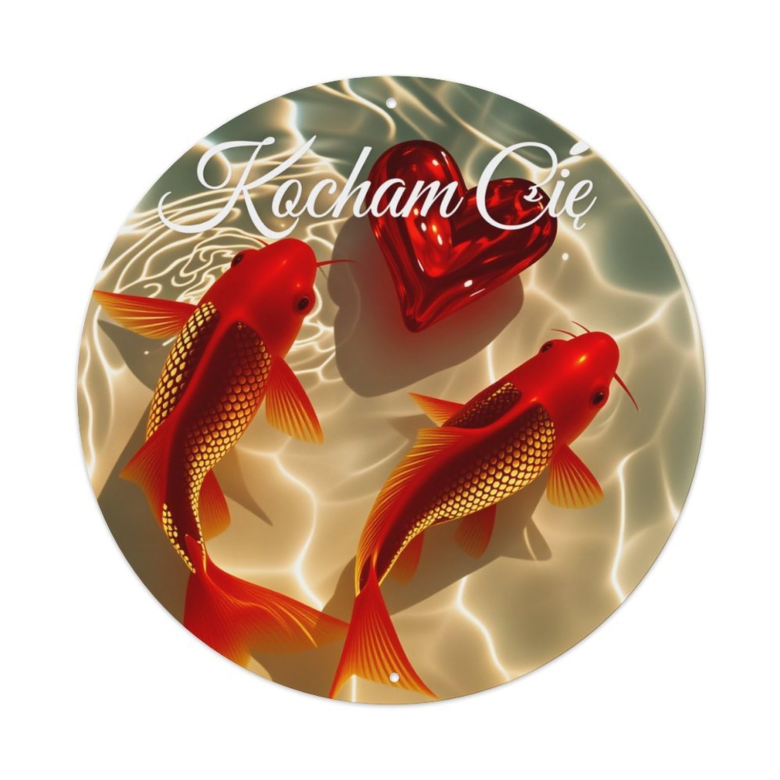 Koi Fish Heart Water Love Metal Tin Sign Vintage Garden Bedroom Cafe Bar Man Cave Home Wall Decor Metal Poster 8x8 inches