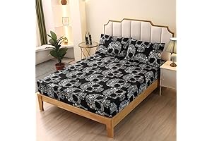 3PCS Goth Skull Print Fitted Sheet Set Twin