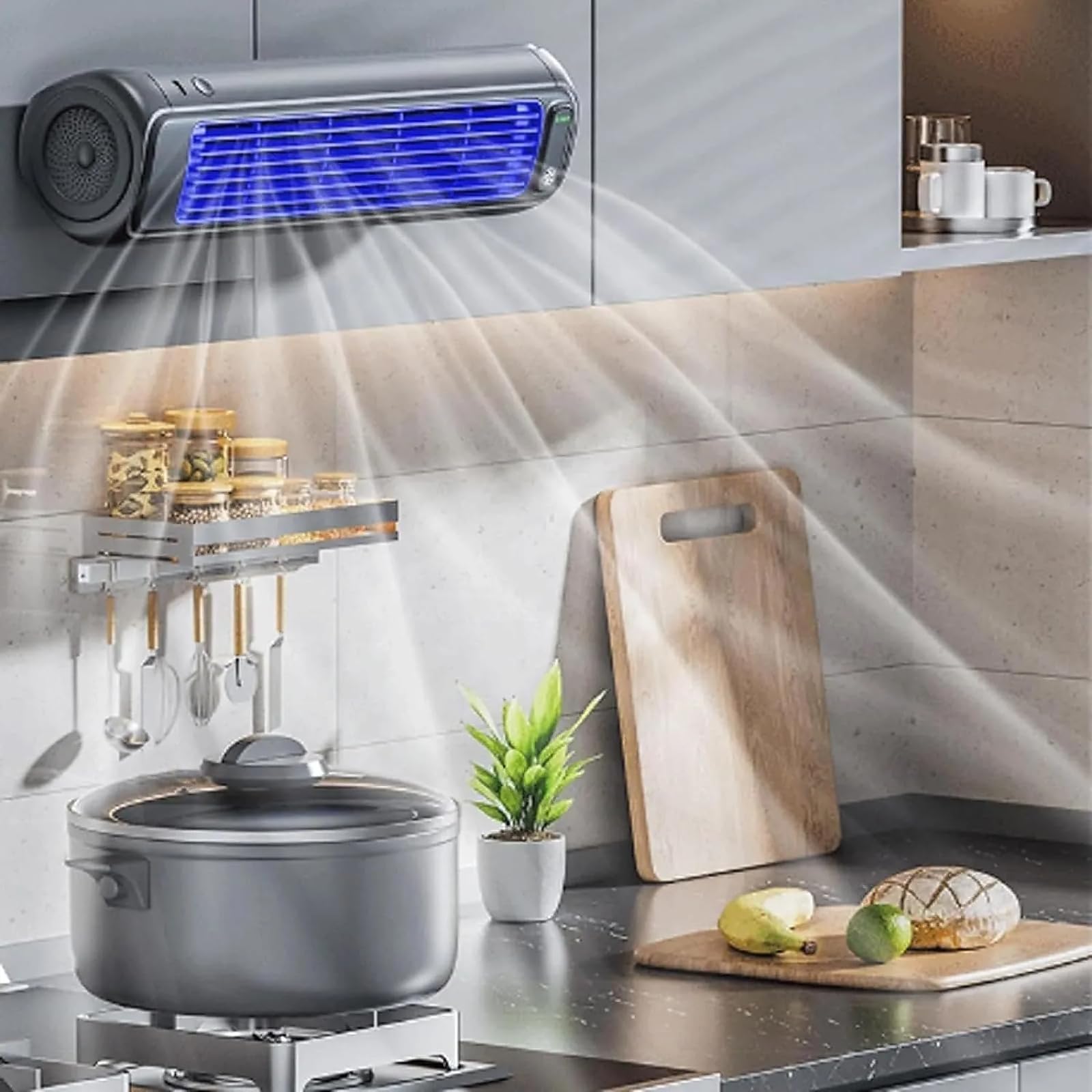 Acondicionador de aire portátil, ventilador de refrigeración recargable por USB con 3 velocidades, uso en pared o sobre mesa, unidad de enfriamiento silenciosa para dormitorio, hogar u oficina