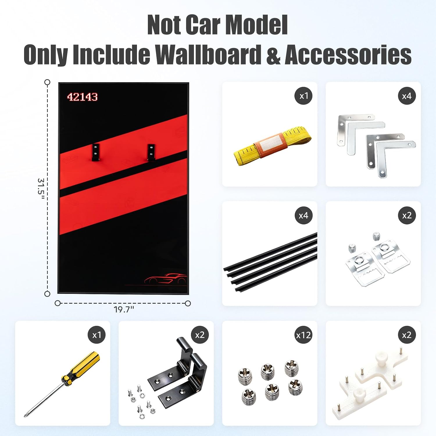 BrickSoul Display Wallboard Compatible with Lego Technic Ferrari Daytona SP3 Race Car 42143 Building Set, Adult Collectibles for Car Wall Mount Display Lovers, Home or Office Décor, (No Car Included)