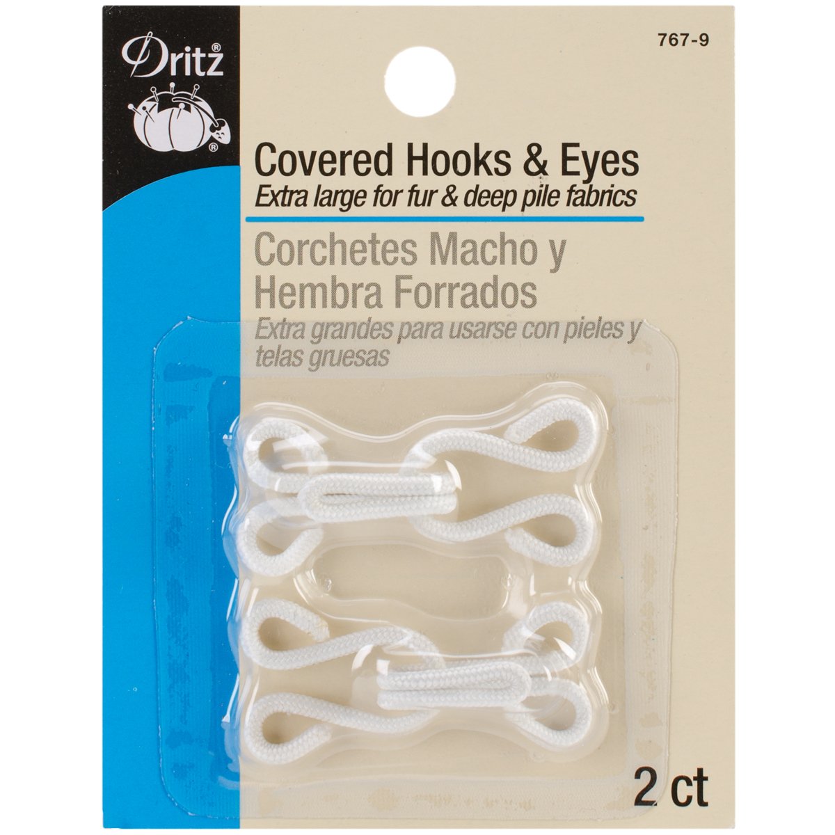 Dritz, Metal, White, Extra-Large Covered Hook & Eye Closures