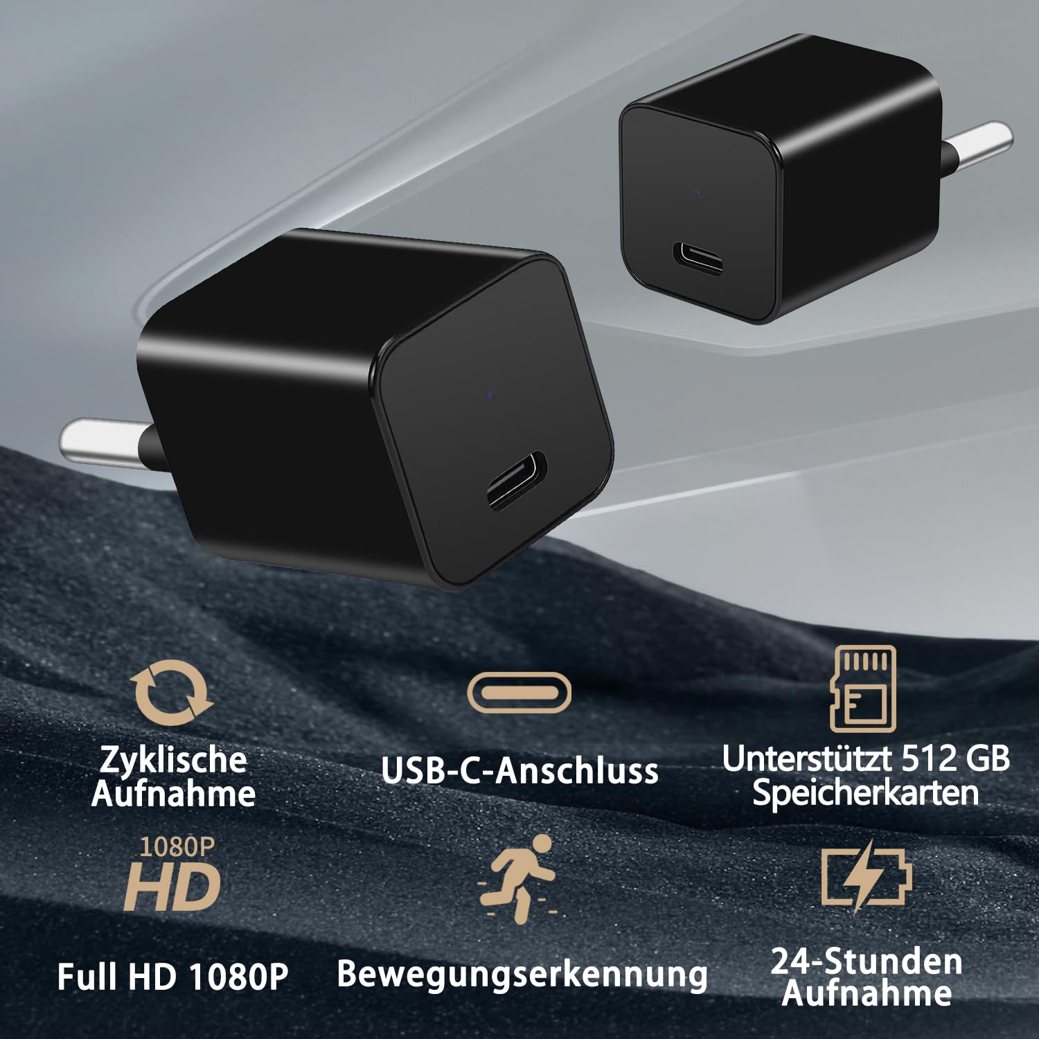 Mini Kamera - Überwachungs Kamera - HD 1080P Innen Kamera - Kontinuierliche Aufzeichnung und Bewegungserkennung, Innen/Büro/Geschäft Kamera, 512 GB kompatibel, ohne Wi-Fi