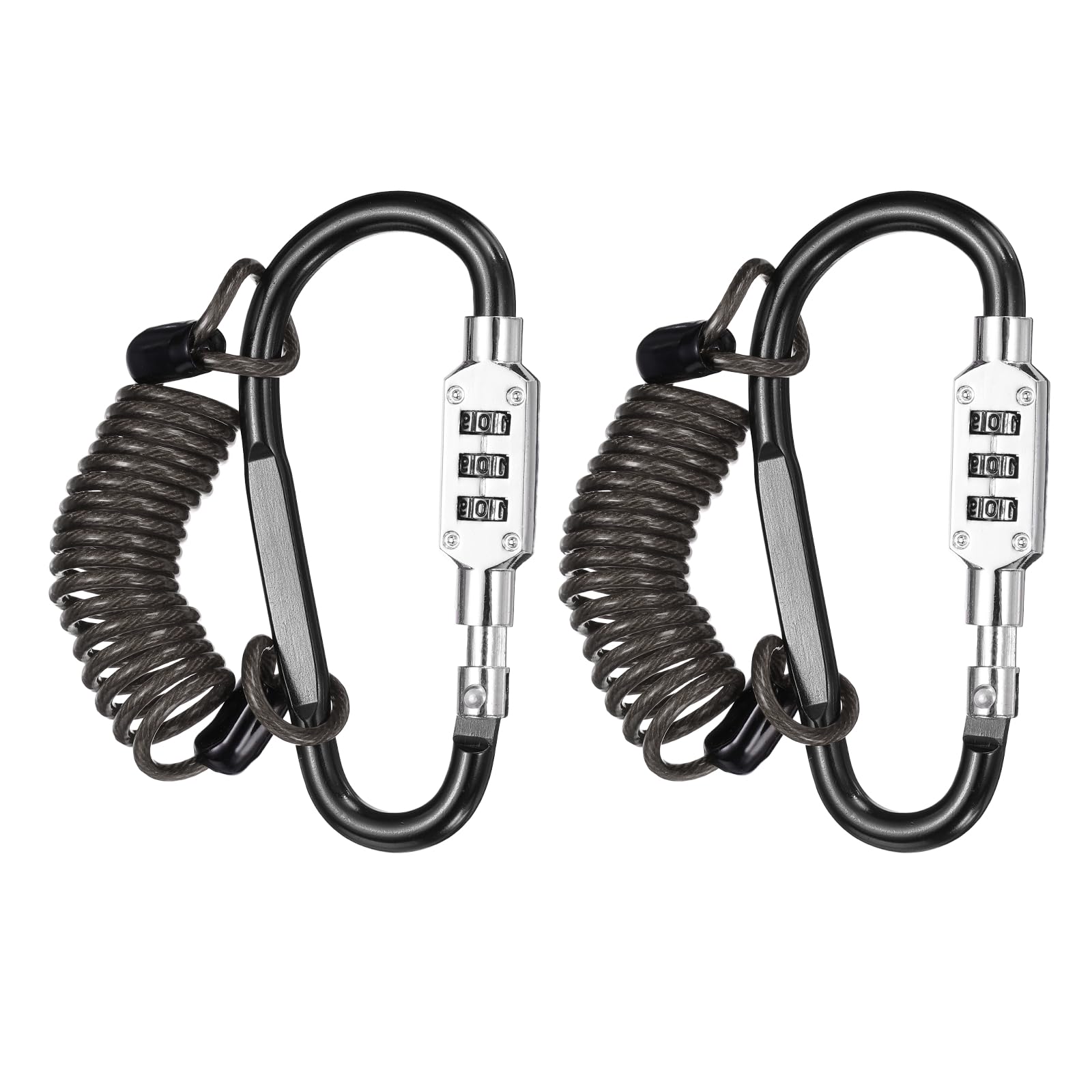 PATIKIL Security Steel Cable Lock, (3.3 Feet, Black)(2 Set), Double Loop Safety Wire Rope with 3.8" D-Shaped 3-Digit Code Combination Lock, Suit for - Bicycles/Motorcycle/Suitcase/Luggage
