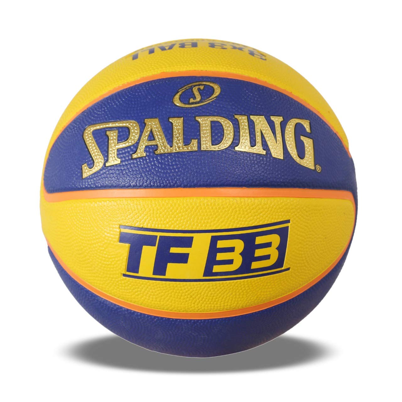 Spalding TF-33 Rubber Basketball (Color: Yellow-Blue, Size: 6