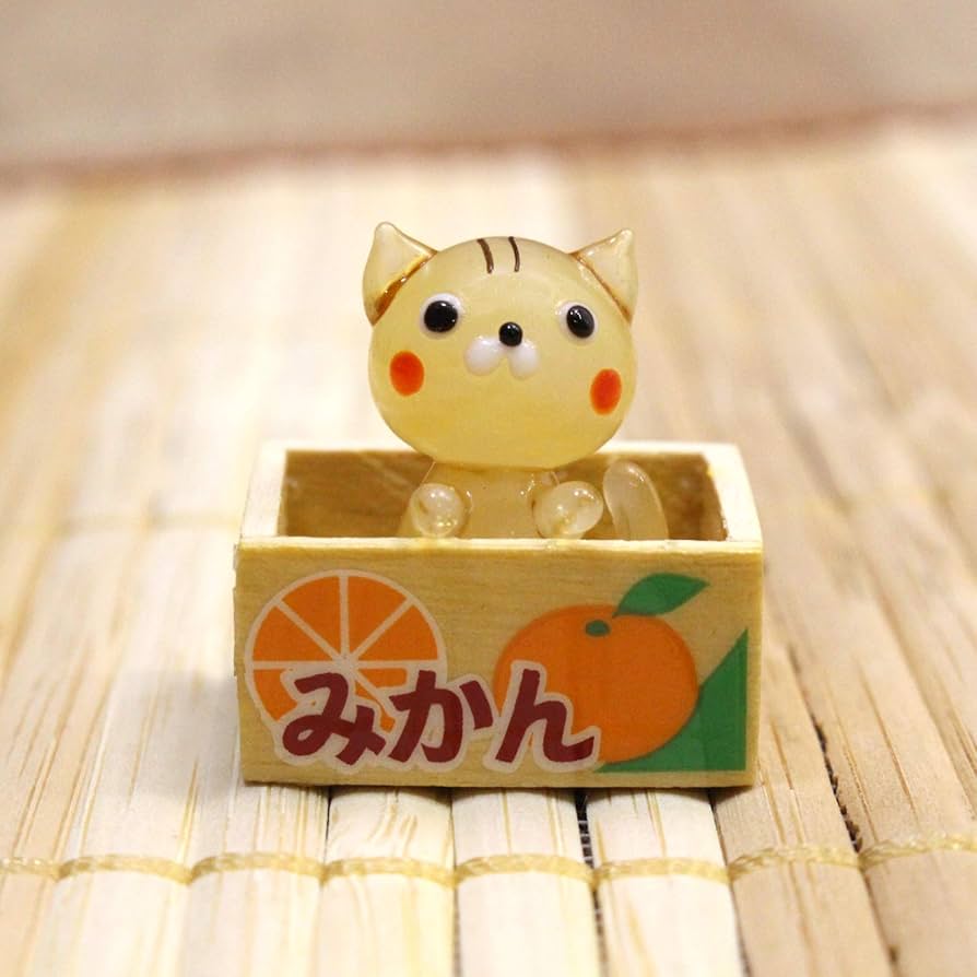 茶トラ　ガラス細工　ミニチュア ガラス細工 マドラー ネコ 茶トラ ミニチュア 雑貨 動物 : きた