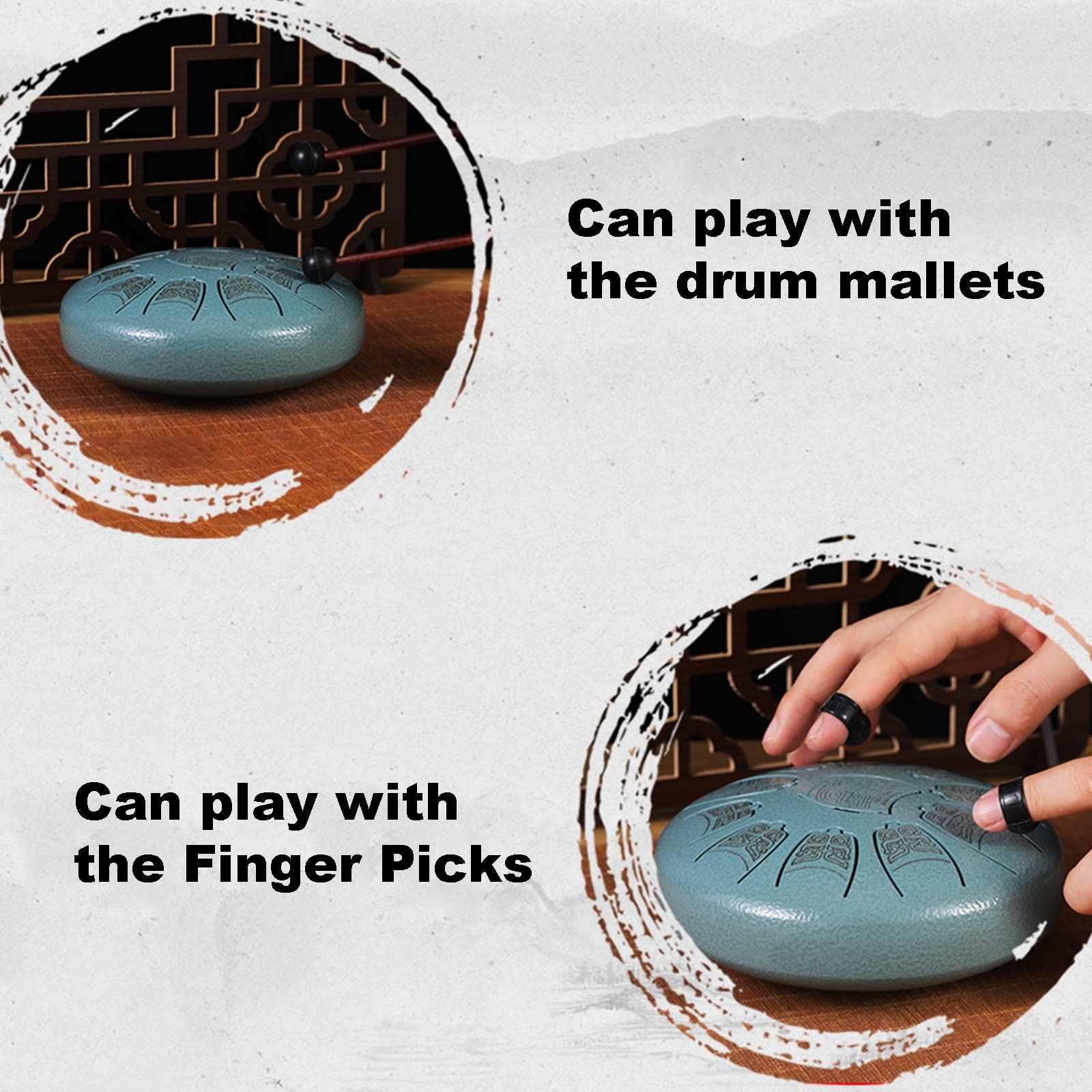 Tambor De Lengua De Acero,Tambores De Hendidura,6 Pulgadas Tongue Drum,11 Notas Percusión Tambor De La Lengua con Baquetas,Bolsa para Adultos, Niños, Educación Musical, Yoga