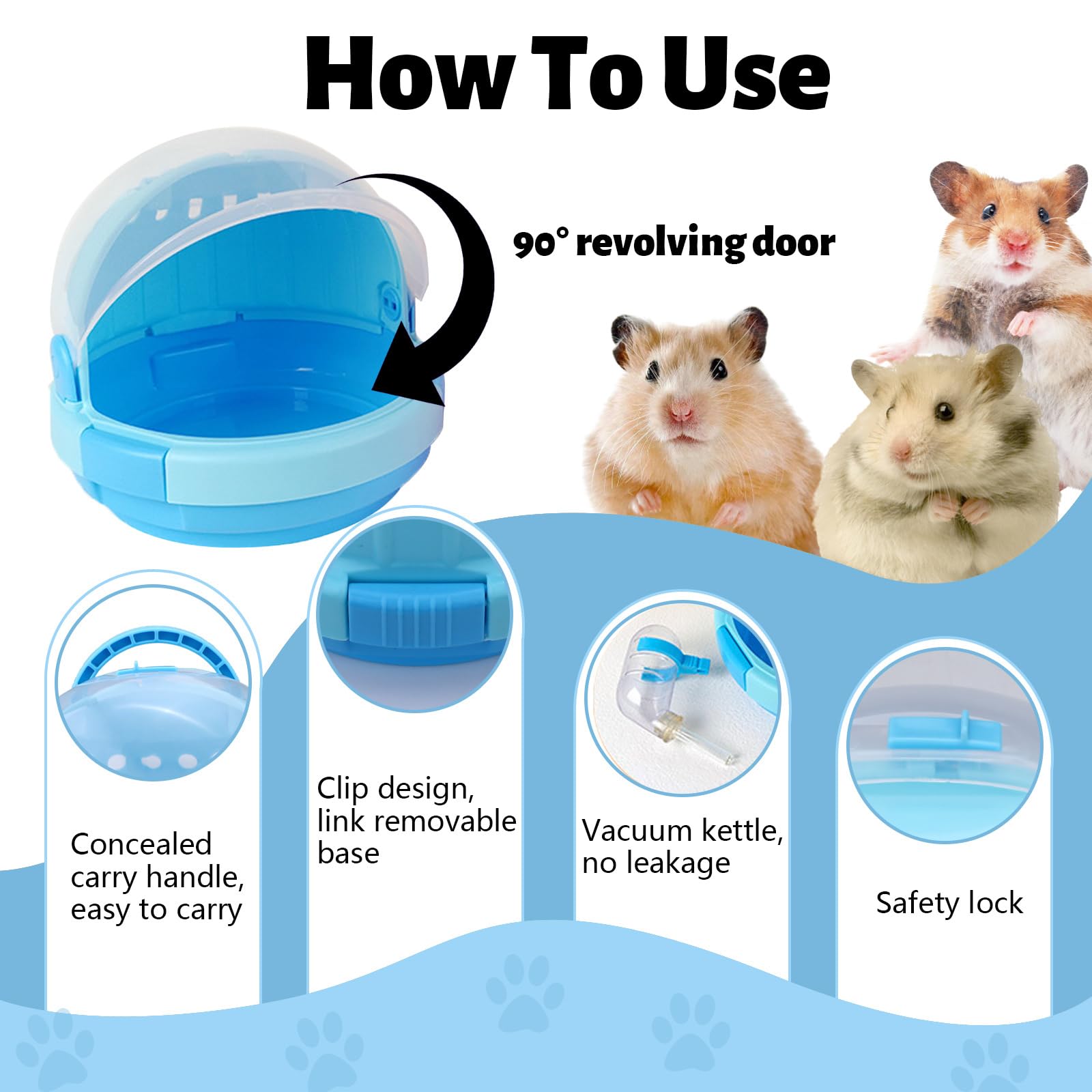 Transportador portátil rosa para hámster con botella de agua y asa, jaula de viaje transpirable para conejillos de indias, funda de transporte para animales pequeños para jerbos, ratones, erizos,