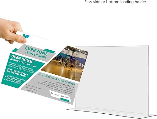 Miniatura 2 de Paquete de 4 soportes para carteles de 17 x 11 pulgadas, marco gráfico para eventos, soporte horizontal de paisaje de doble cara, menú de carga