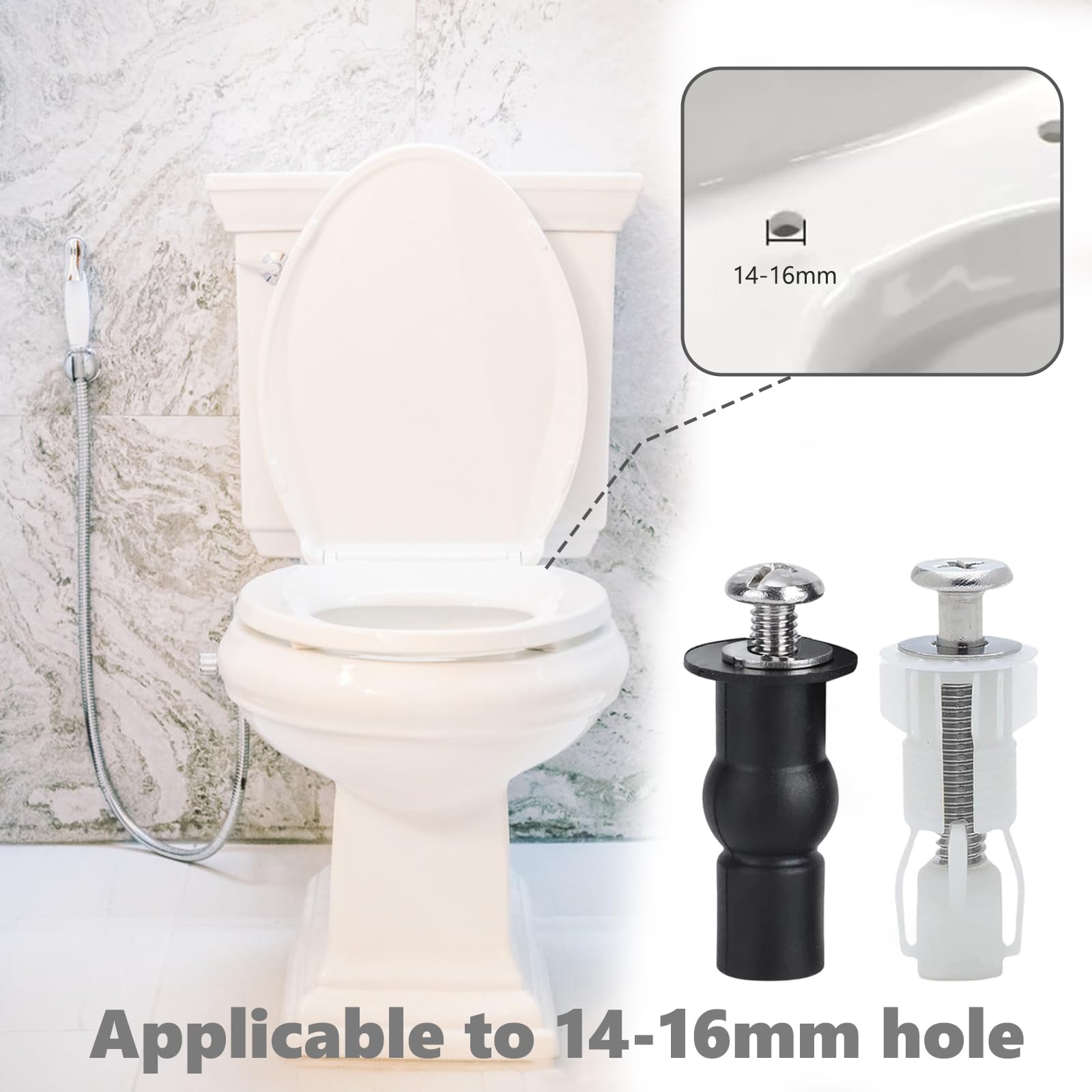 Tornillos Tapa WC, Anclaje Tapa WC, Pernos de Fijación de Asiento de Inodoro 8 Piezas