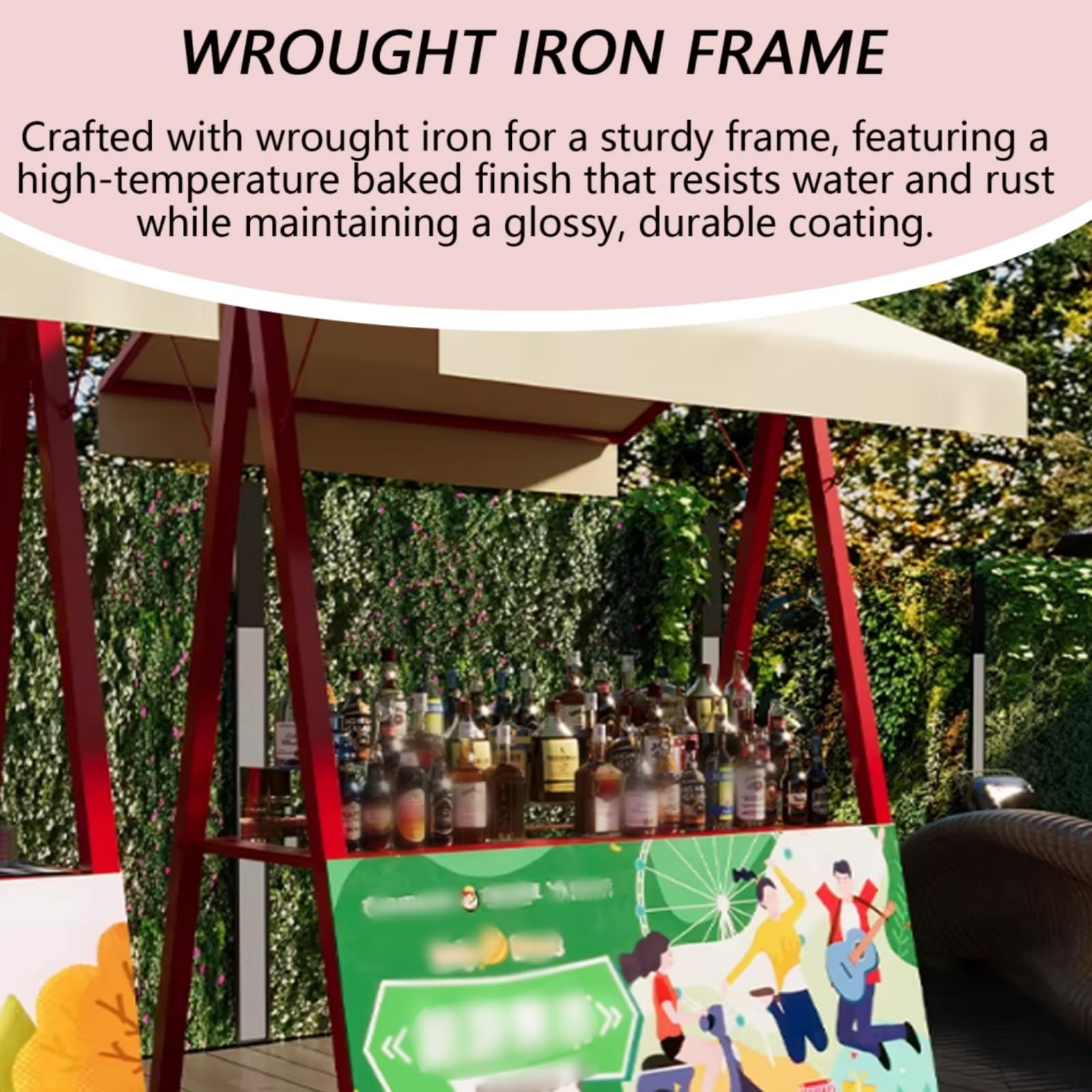 Carrito de empuje de estilo abierto con gran pantalla de encimera, ideal para puestos de mercado y eventos al aire libre