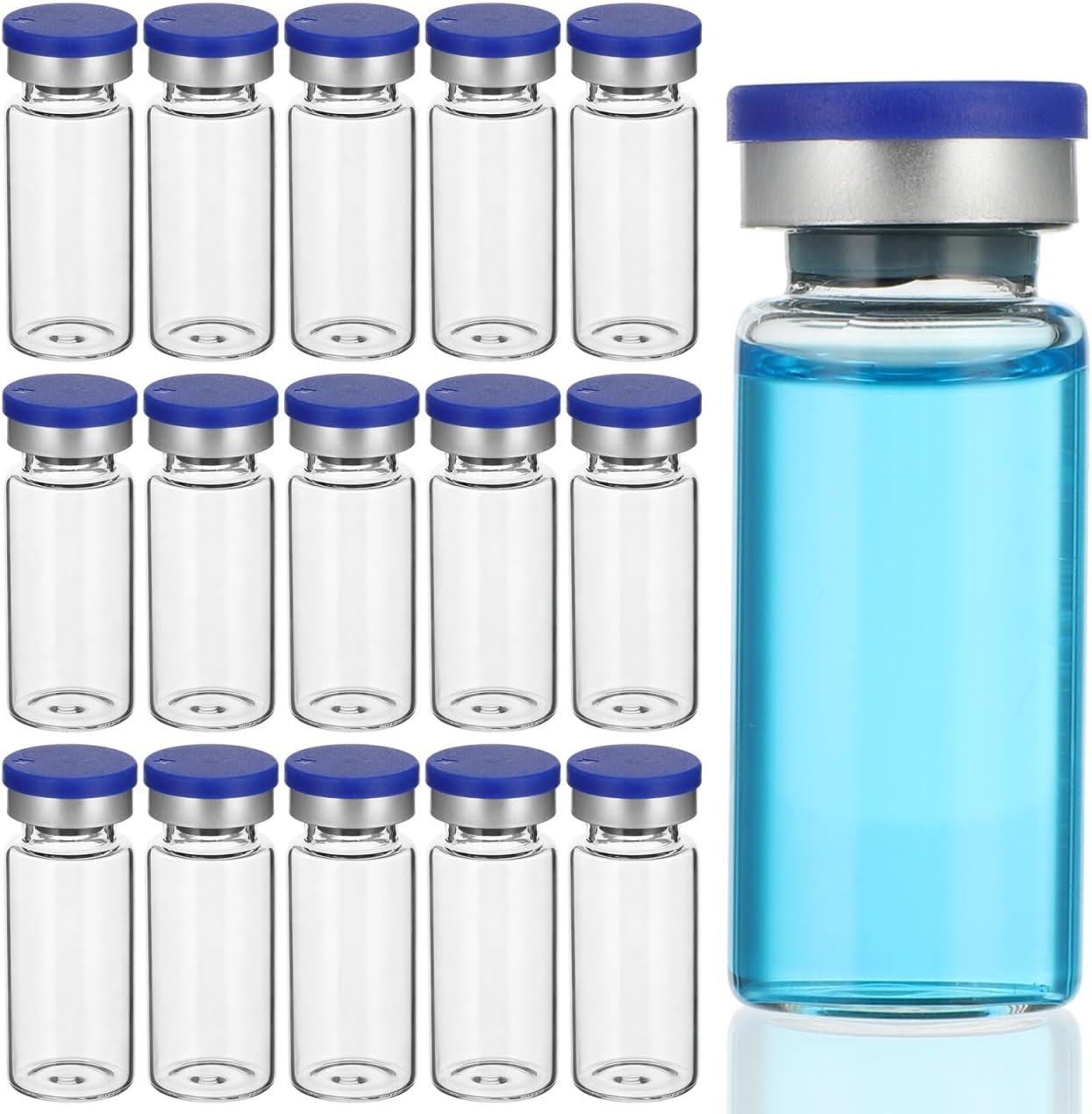 20Pcs 10Ml Glass Vials Clear Transparent Xilin Bottles with Caps for Essential Oils Lab Samples and Freeze-Dried Powders