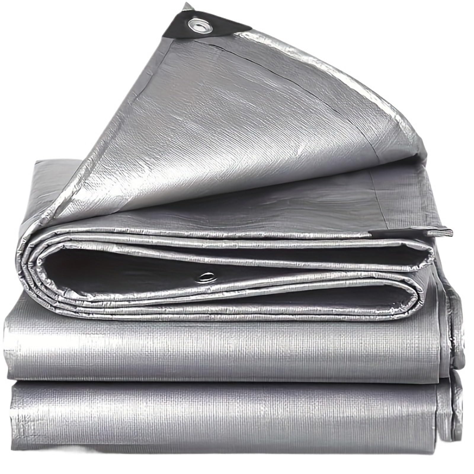 Waterproof Tarp, Camping Tarpaulin Canopy Rain Shade Tent Cover Awning Silver Multiple Sizes(4mx5m)