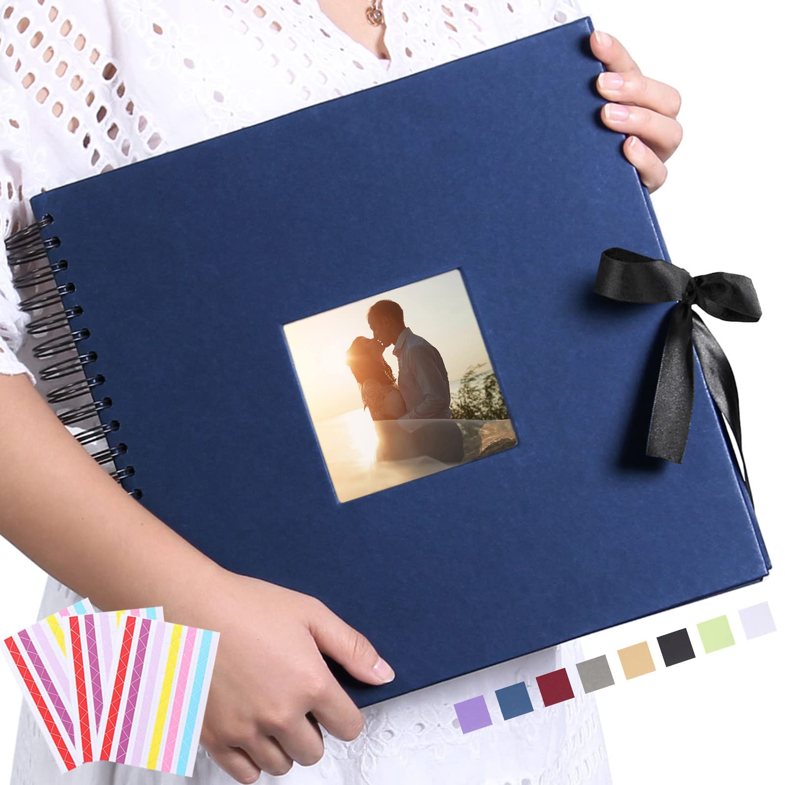 Vienrose Álbum de Fotos Scrapbook 10x15 para Pegar y Escribir 80 Negra páginas DIY Regalos de Boda Aniversario Bebé Cumpleanos Familiares,30x30 cm