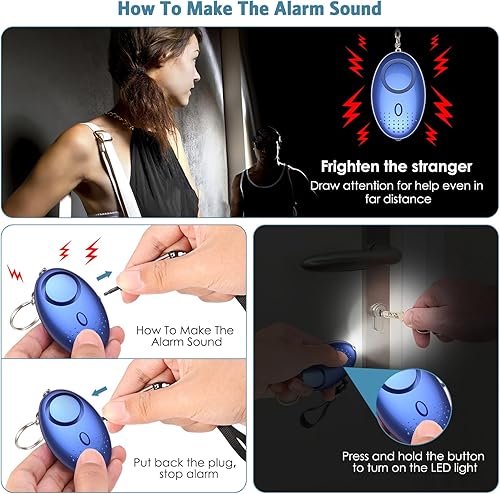 Miniatura 2 de Juego de llaveros de seguridad mejorados para mujeres, correa de muñeca con alarmas personales, espejo, pompones, etc. (18 unidades)