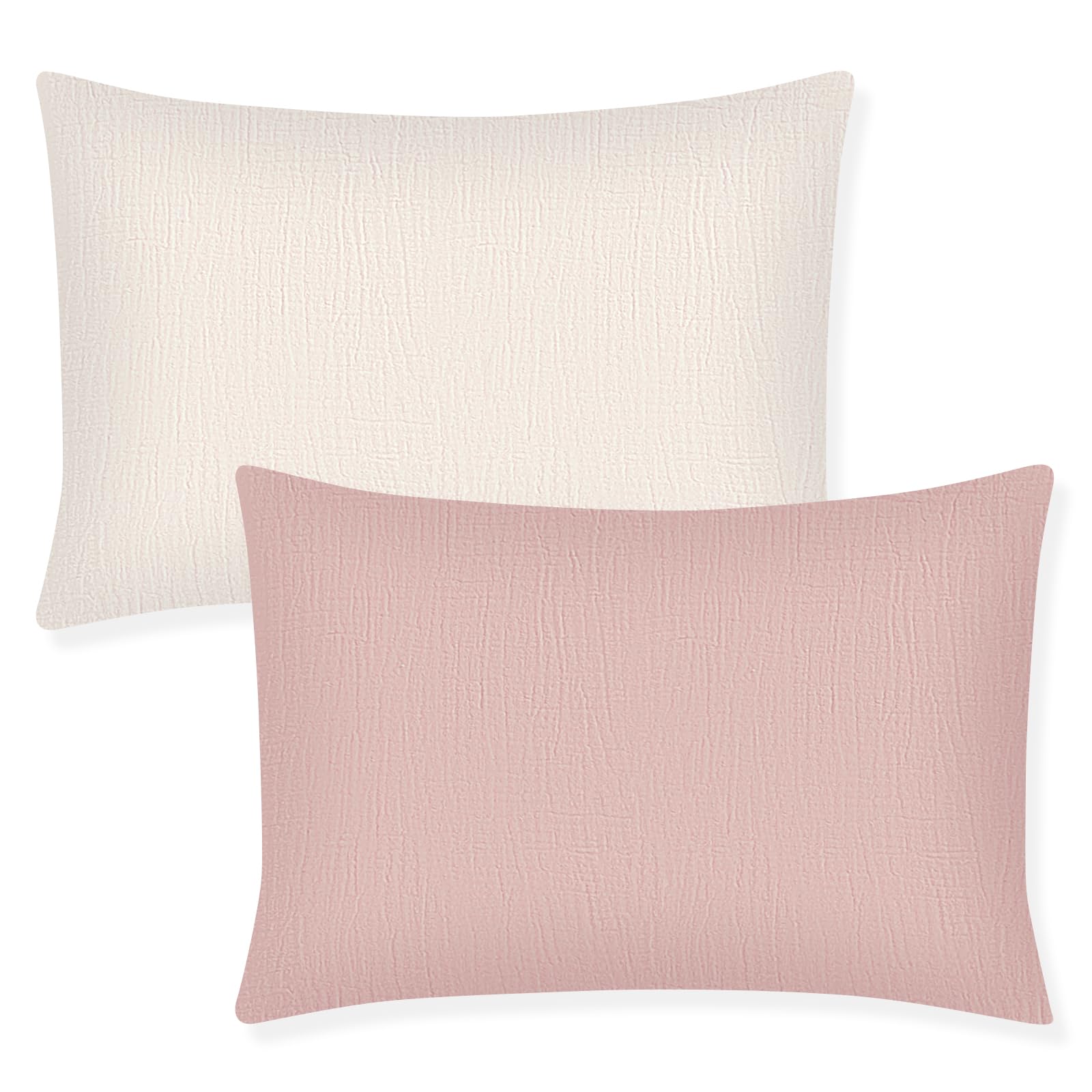 WinmanyToddler Cotton Muslin Pillowcases Baby Girl Boy Pillow Case Travel Cushion Pillow Covers with Envelope Design Cot Bed Accessories Fit for 13"x18" 14" x 19" 12"x16" Pillow (Sand Red+Beige)