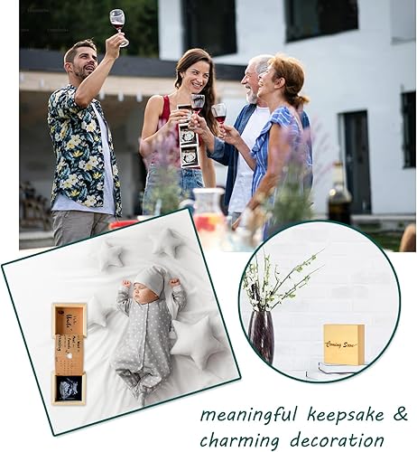 Miniatura 4 de Anuncios de bebé Ideas para tío, marco de fotos de ultrasonido para revelación de embarazo, caja de madera para recuerdo de madera, formas geniales