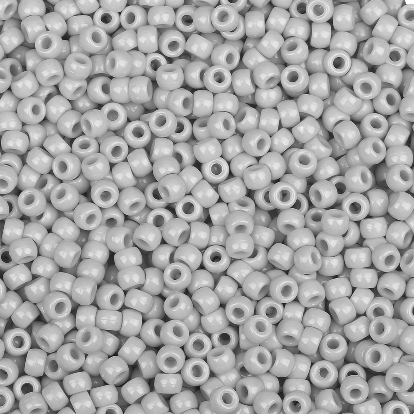 GUJOXILA Grey Pony Beads Bulk 1000Pcs Kandi Beads for Bracelet Making Hair Bead for Braids Grey Acrylic Pony Bead for Crafting Bracelets Necklaces Jewelry Making 6×9mm — image 1