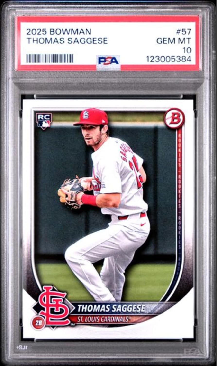 Graded 2025 Topps Bowman Thomas Saggese #57 Rookie RC Baseball Card PSA 10 Gem Mint