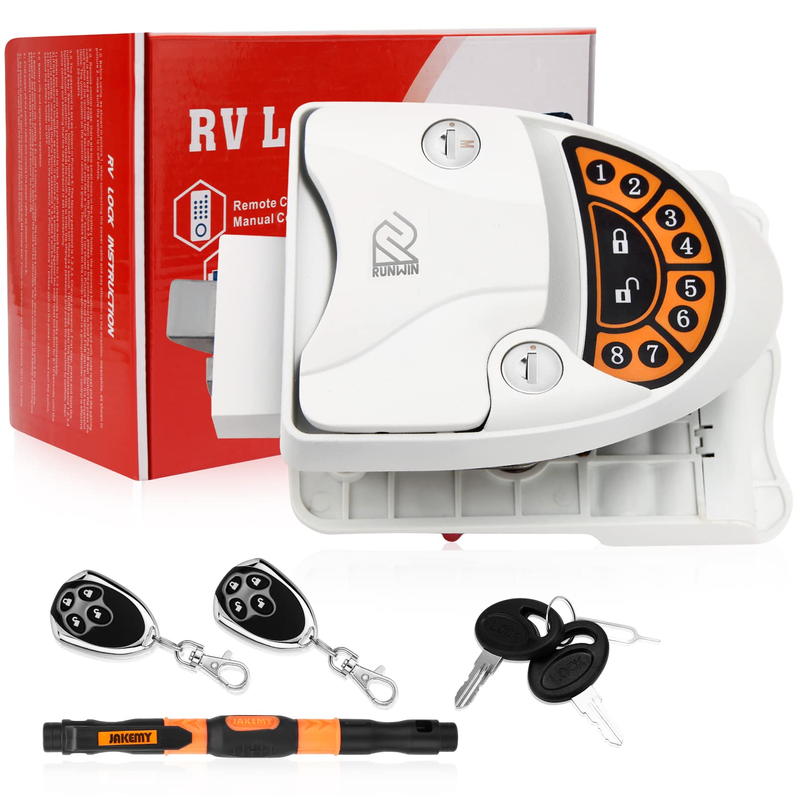 Buy Rv Door Lock Keyless Entry with 2 Pack Key Fob, Rv Door Latch with