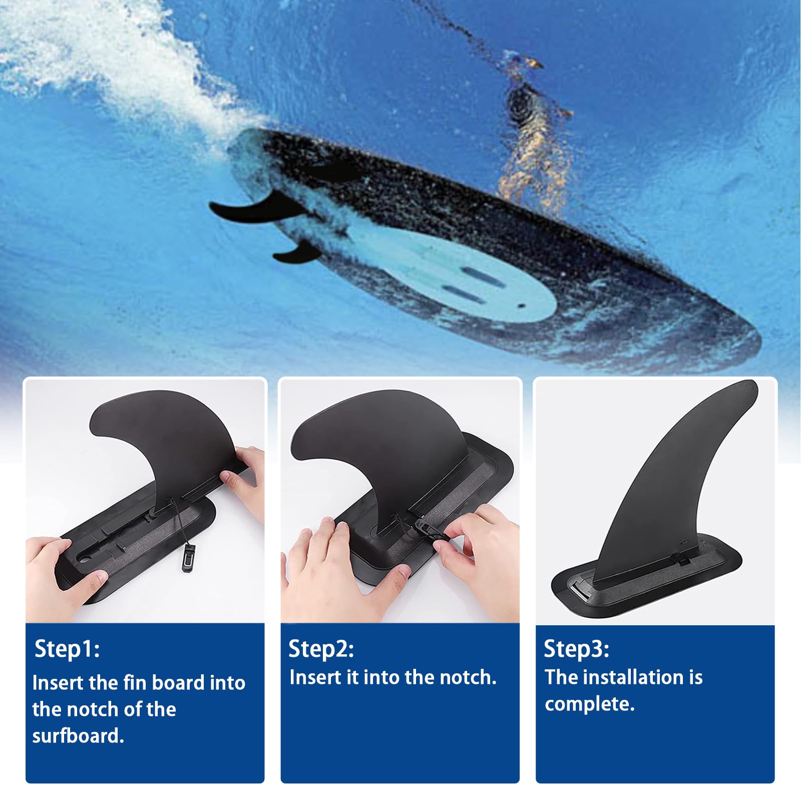 Aleta Padel Surf Desmontable para Tablas de Surf, Sup, Longboard, Kayak, Hinchables