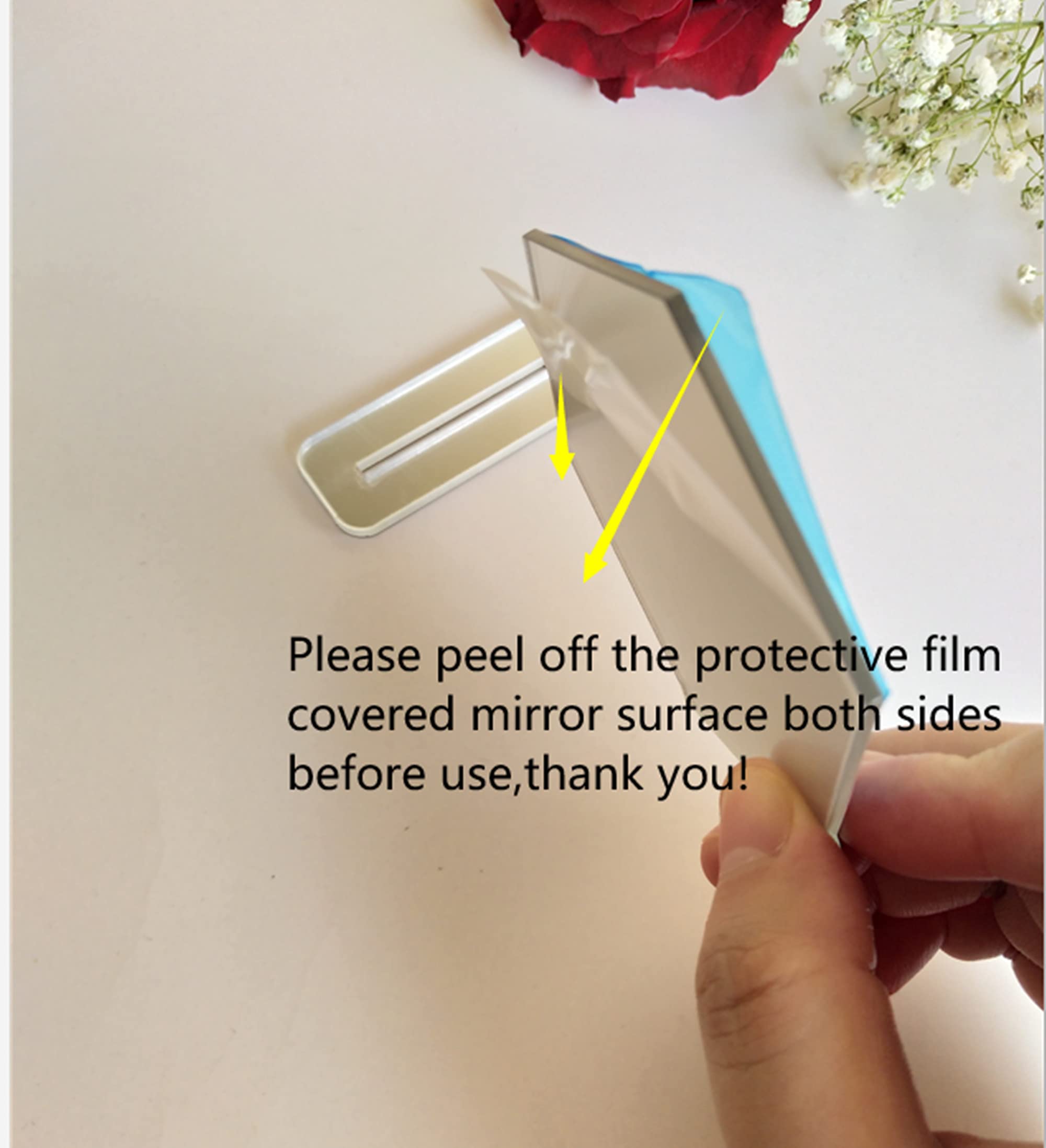 XIAOYUE 5 Sets Acrylic Hexagon Display Stand, Acrylic Mirror Blanks Hexagon Stand ,DIY Mirrored Wedding Signs (5'', Silver Mirror)