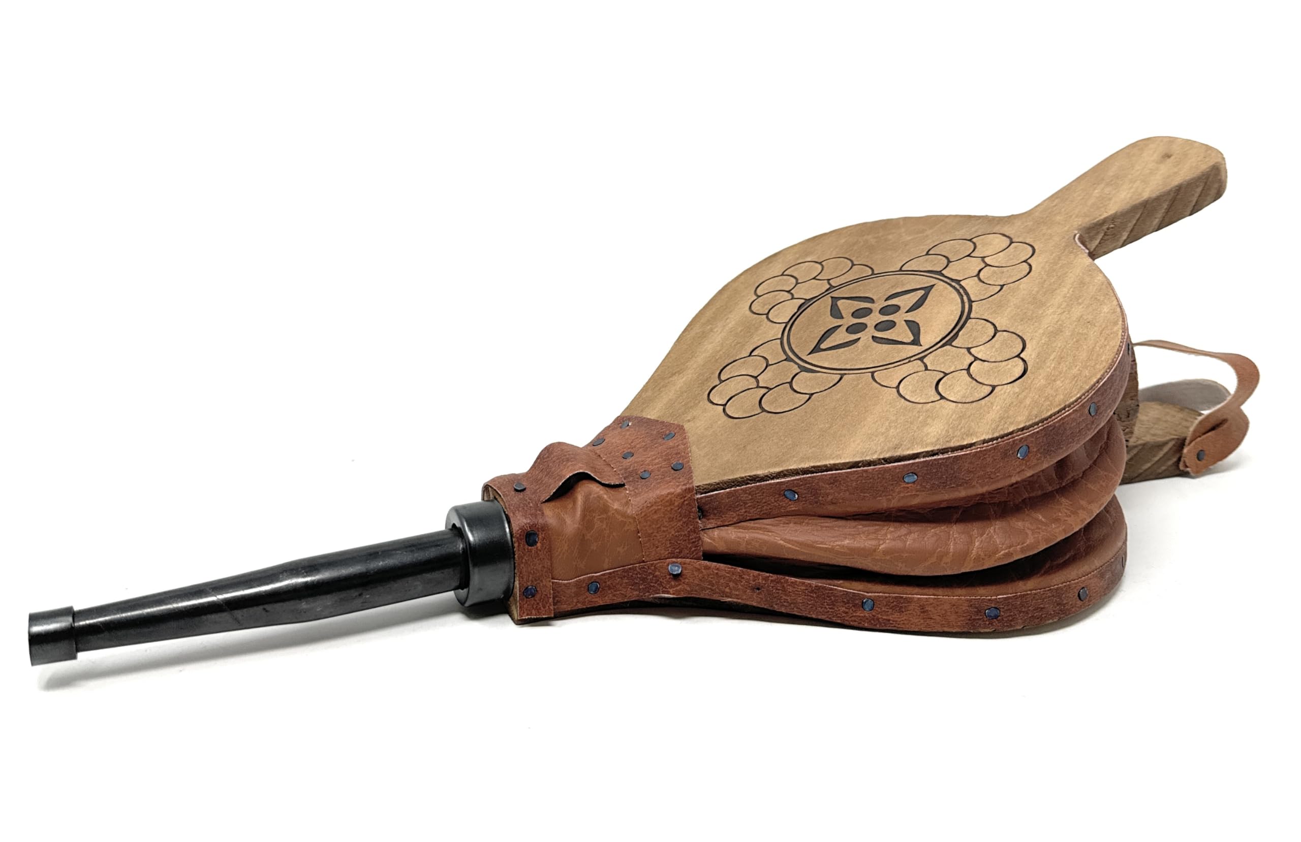 Mge World Mge - Premium Bellows For Barbecue And Fireplace - Wooden Bellows, Lighter Fireplace Blower, Wood Air Bellows - Natural Wood - Wood Bellows Fireplace Bellows, Fireside Blower Lighter - 51 Cm