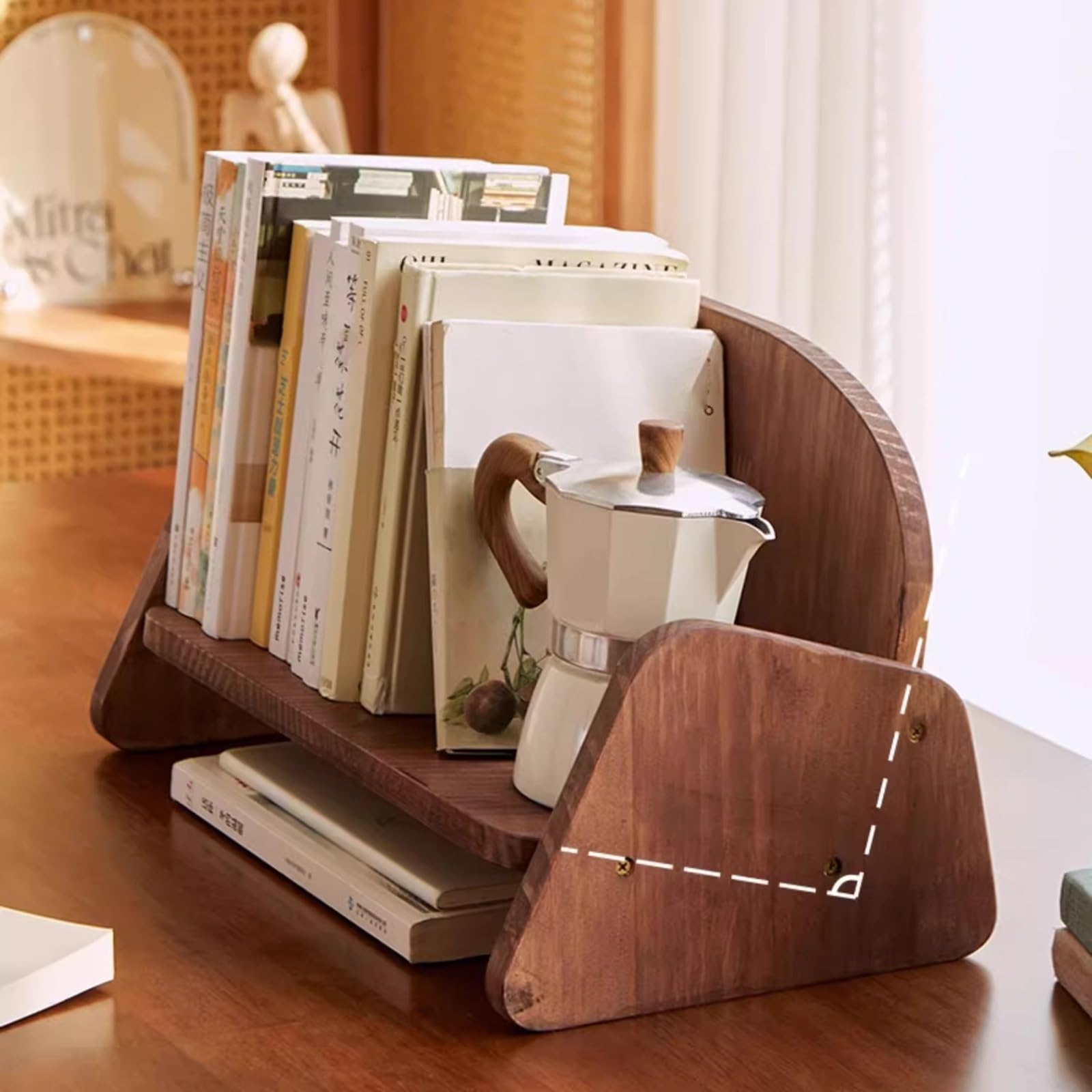 Organizador De Estante De Escritorio, Estante De Almacenamiento De Estantería De Escritorio De Oficina Con Marco De Madera, Estante De Mesa Estante De Escritorio Para Dormitorio, Hogar(Natural)