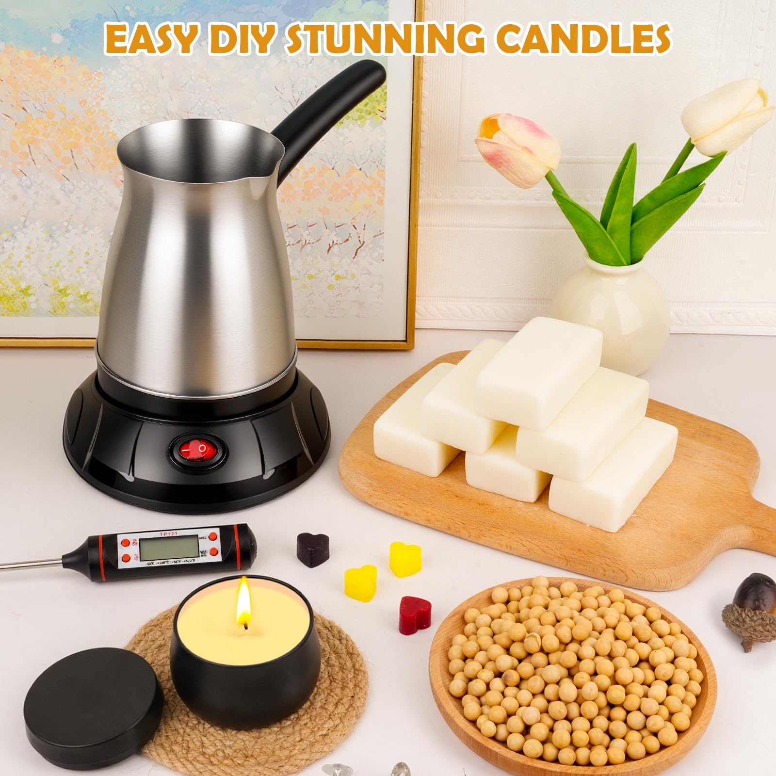 KIYTARBOO Kerzenherstellungs-Kit für Erwachsene, DIY Soja-Kerzen Herstellung Zubehör für Anfänger, komplettes Kerzen-Kit für Anfänger, perfekt als Heimdekoration, Partygeschenk