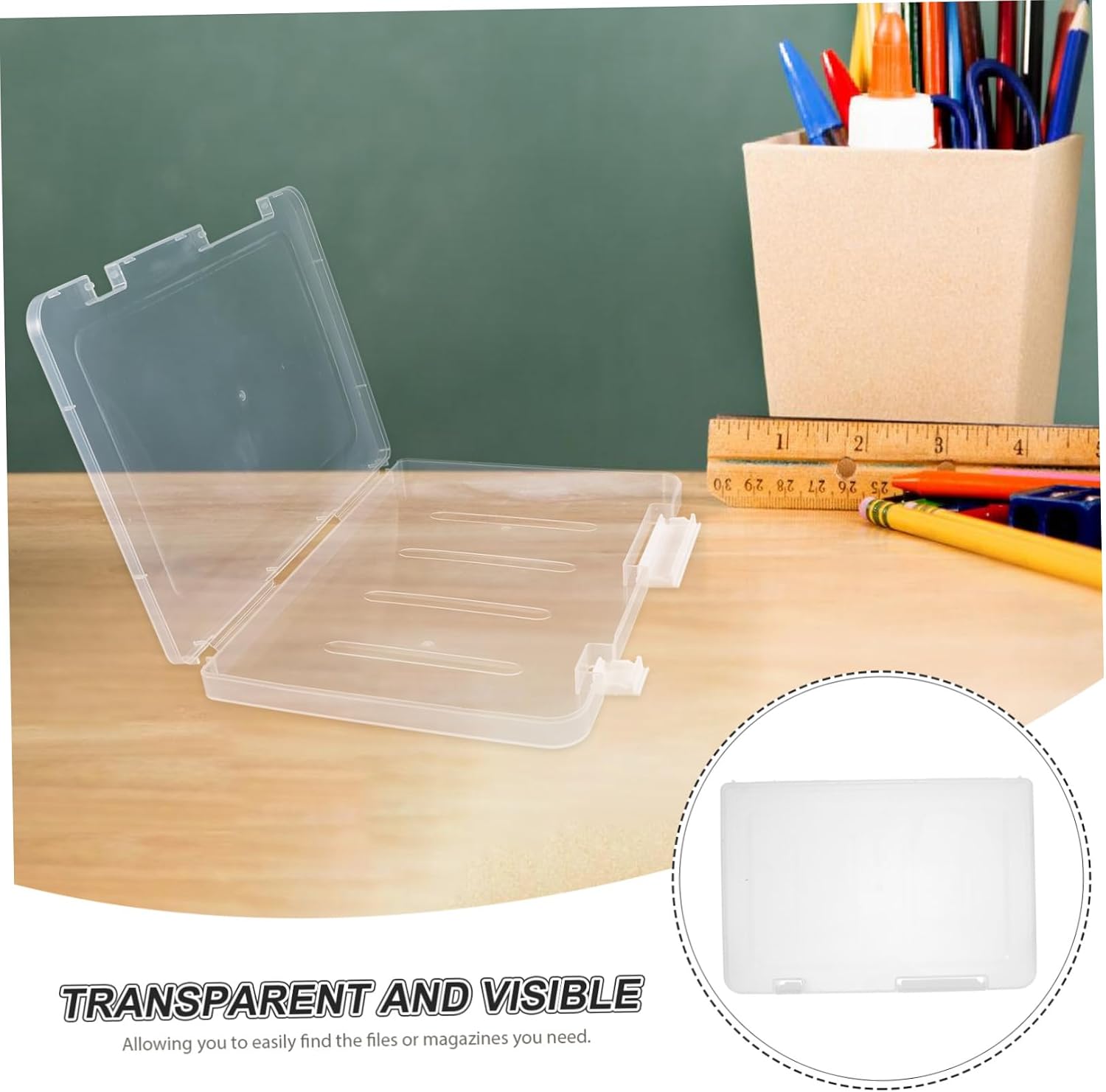 Healifty 4pcs A5 Portable Document Storage Box Lid Plastic File Organizer for Scrapbook Paper Office Supplies and Magazine Protection
