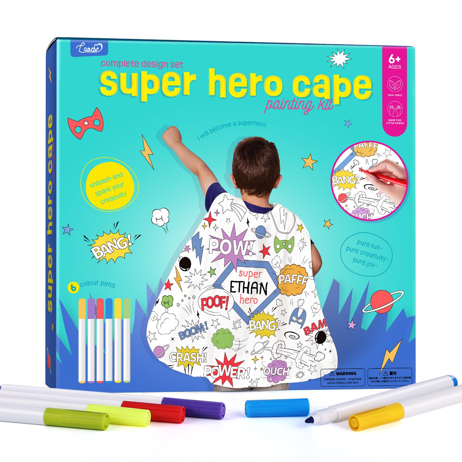 LAOESE Kid Craft for Boys - DIY Superhero Cape for Kids - Toddler Painting Kit Art Supplies, Arts and Crafts for Kids Ages 6-8, Toys Birthday Gifts for Boys Ages 4 5 6 7 8 9 10 11 12