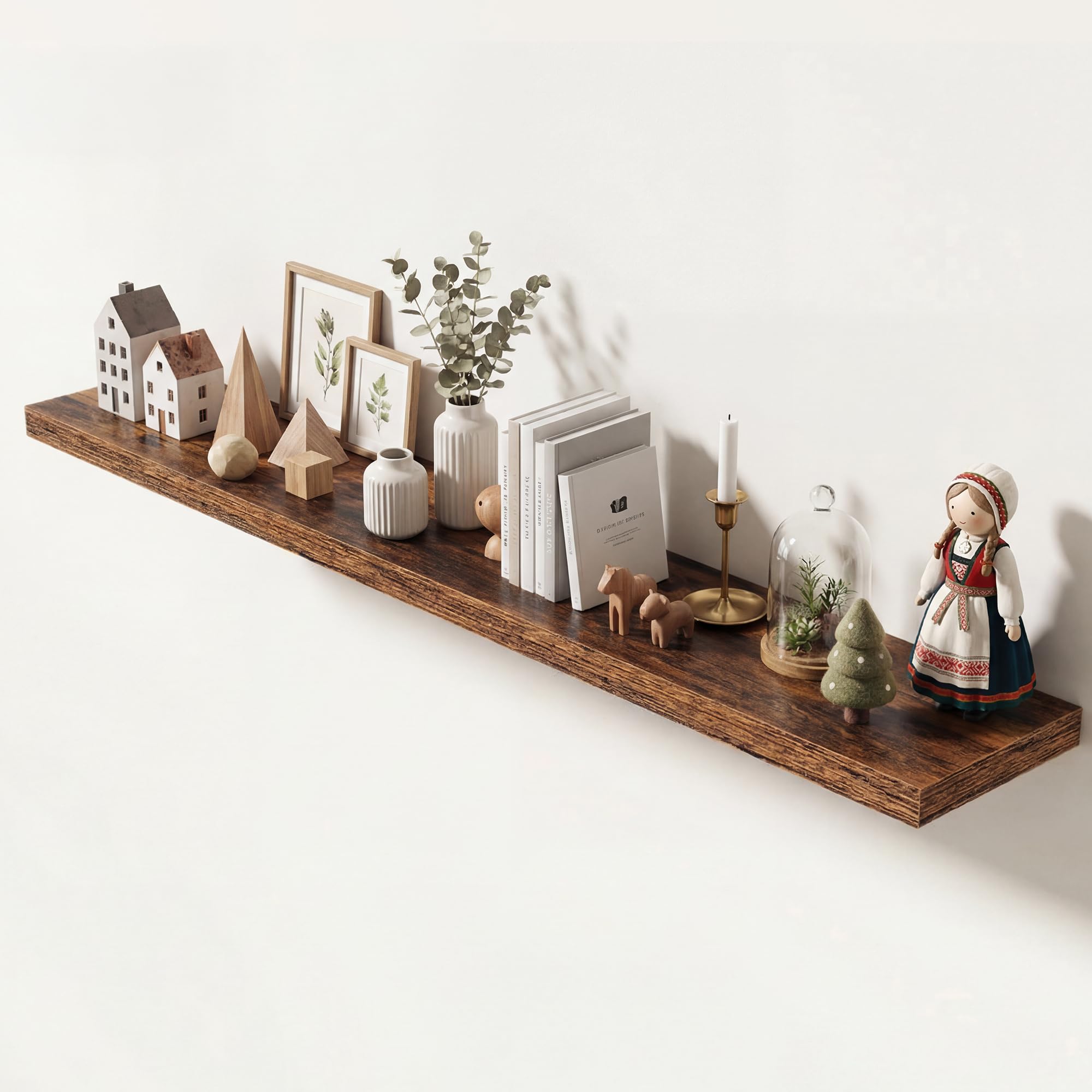 Dreamland 72 Inches Floating Shelves for Wall,9.3" Deep Long Floating Shelves Set of 1,Large Display &amp; Storage Shelf,Wall Shelf for Bathroom Bedroom Living Room Kitchen Office,Rustic Brown