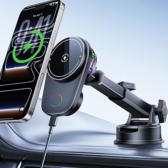 for Magsafe Car Mount Charger with Air-Cooling System, 15W Fast Charging Wireless Car Charger Mount for iPhone 17 16 15 14 13 Pro Max Plus Mini, Vent Dashboard Suction Car Phone Mount Charger