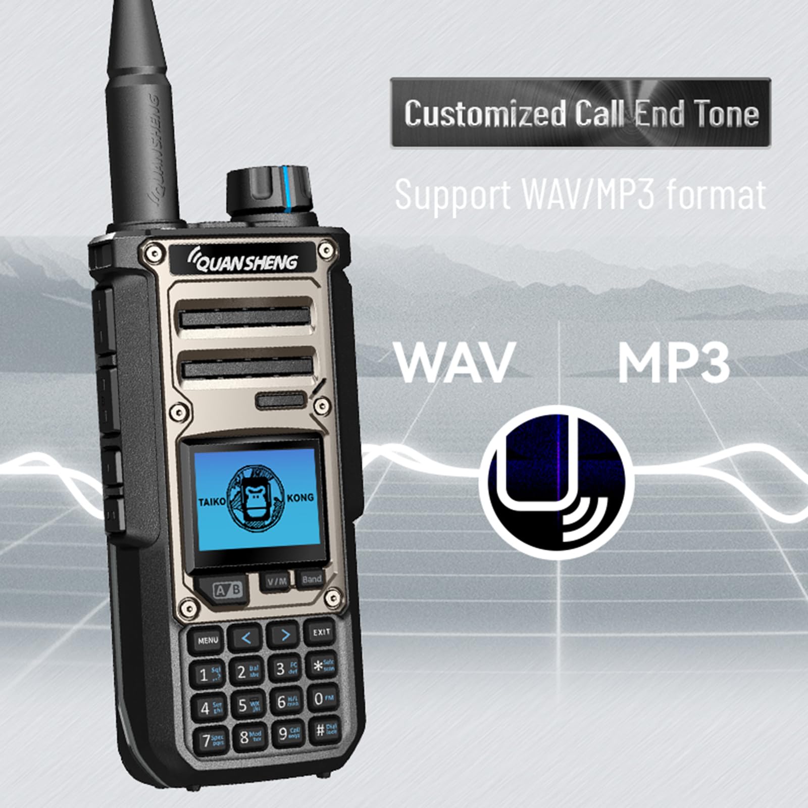 HYS Quansheng TK-11(8) Talkie-walkie VHF/UHF 10 W, port de charge de type C et batterie 3000 mAh, numéro de canal 999, analyseur de spectre, radio bidirectionnelle professionnelle
